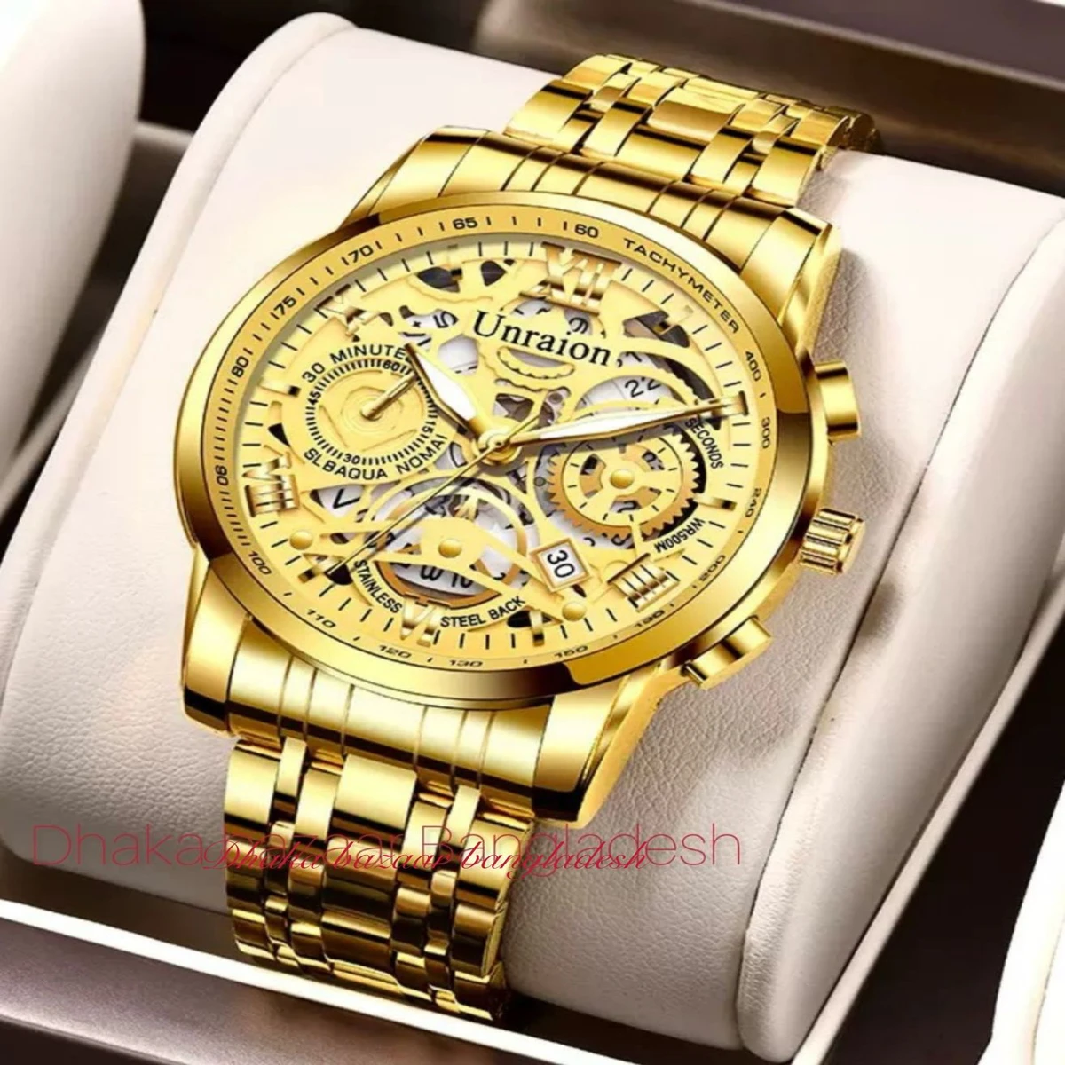 UNI44 পুরুষের জন্য নন মেকানিক্যাল ওয়াটার প্রুফ ঘড়ি  GOLDEN