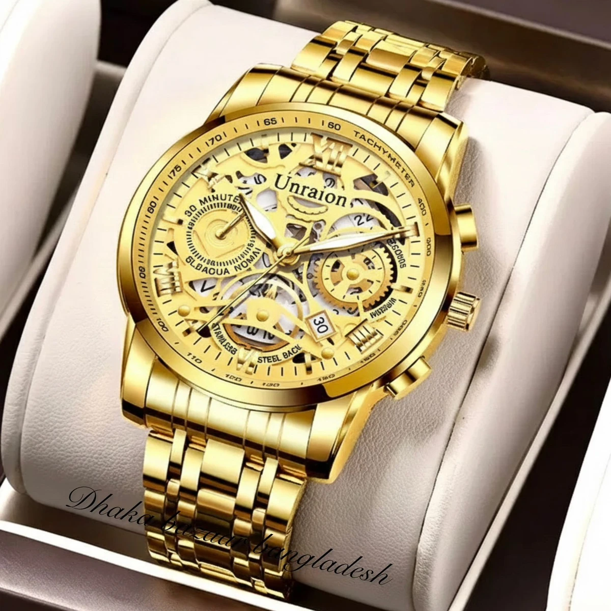 UNI44 পুরুষের জন্য নন মেকানিক্যাল ওয়াটার প্রুফ ঘড়ি  GOLDEN