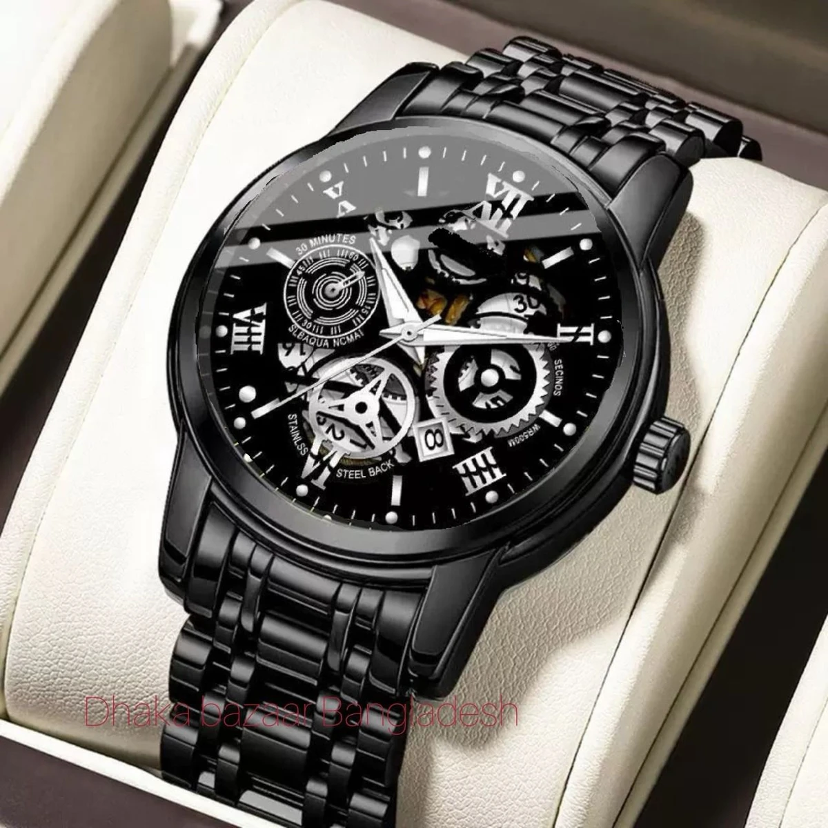 UNI44 পুরুষের জন্য নন মেকানিক্যাল ওয়াটার প্রুফ ঘড়ি  BLACK