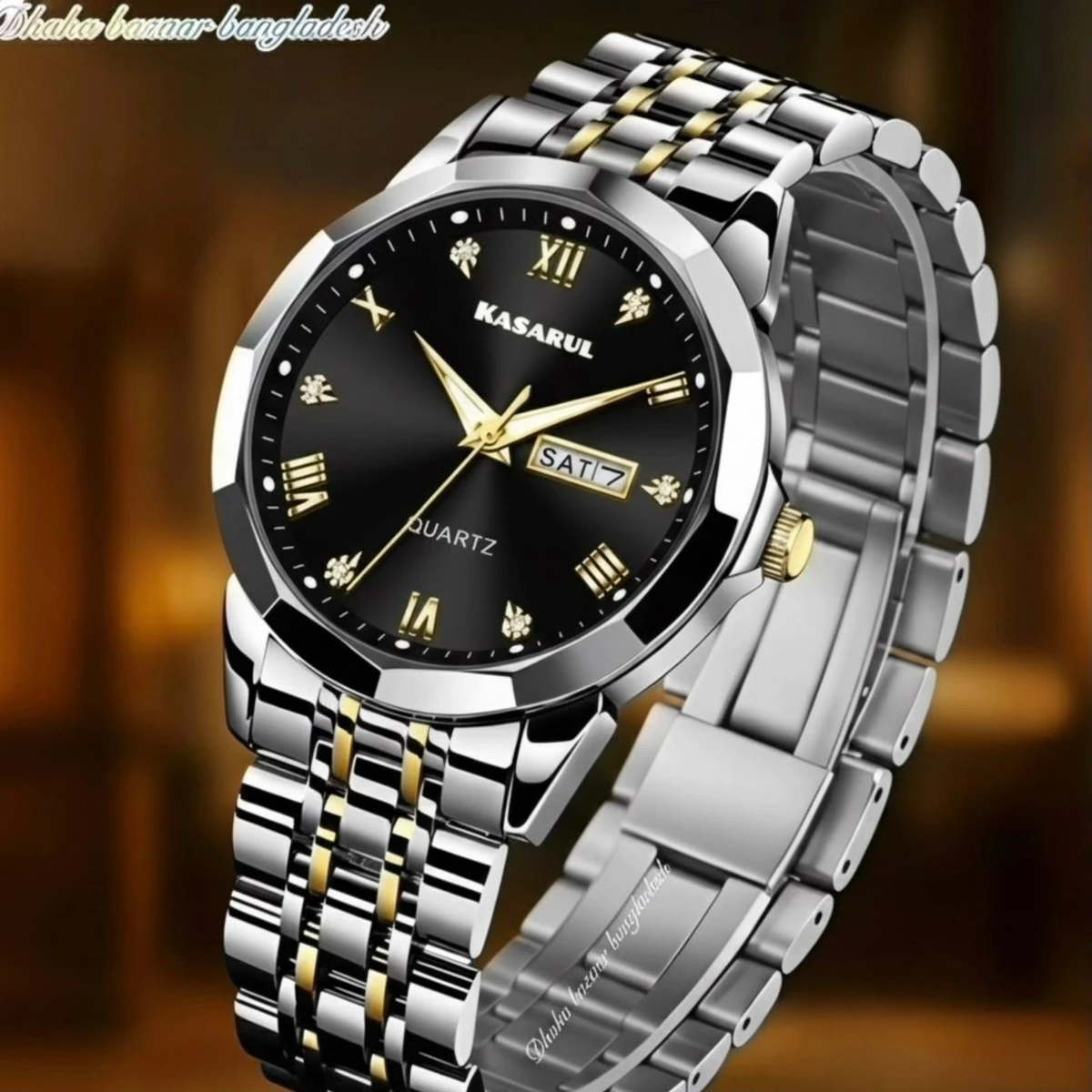 KAS MAN নতুন ডিজাইনের পুরুষদের জন্য ঘড়ি SILVER GOLDEN BLACK