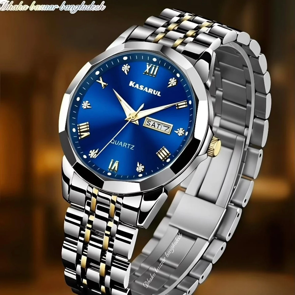 KAS MAN নতুন ডিজাইনের পুরুষদের জন্য ঘড়ি SILVER GOLDEN BLUE