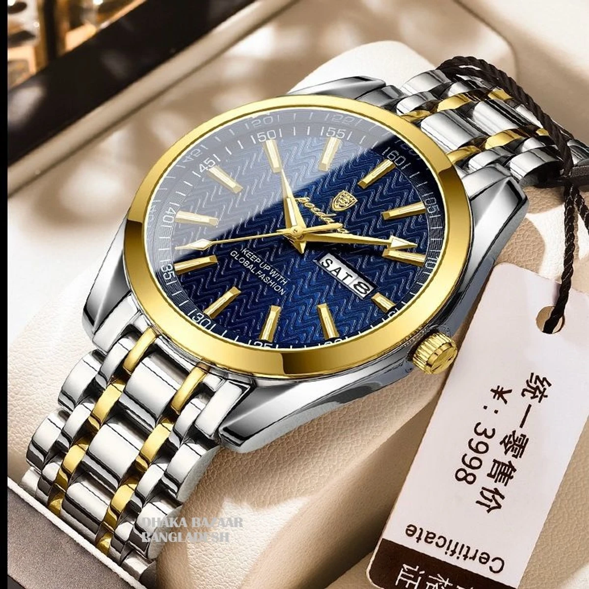 PEO 545 নতুন ডিজাইনের পুরুষদের জন্য ঘড়ি SILVER GOLDEN BLUE
