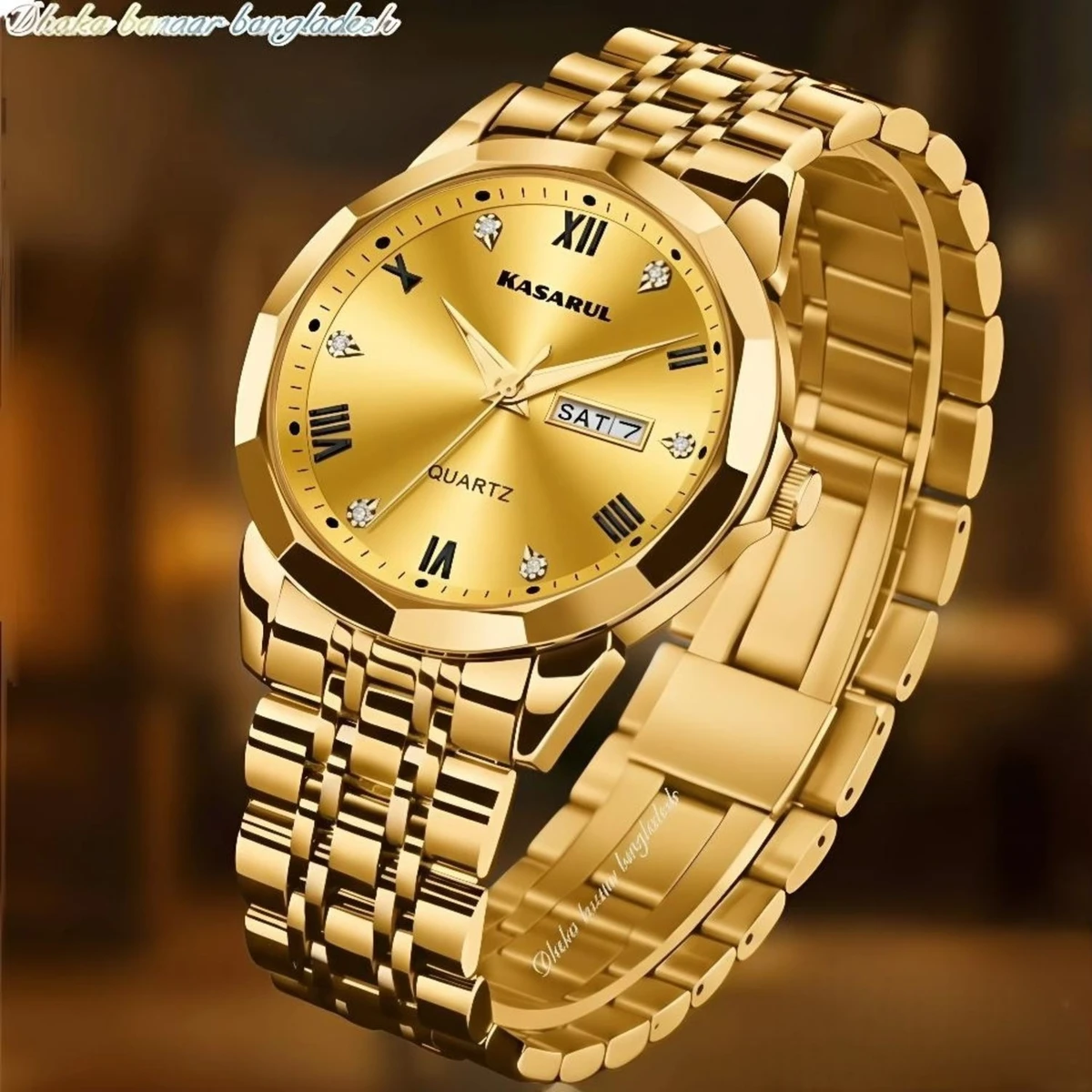 KASARUL PLUS নতুন ডিজাইনের পুরুষদের জন্য ঘড়ি GOLDEN