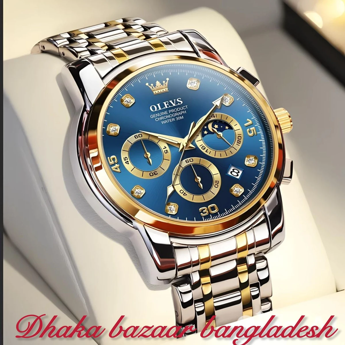 Olivesz 2879 পুরুষের জন্য নন মেকানিক্যাল ঘড়ি SILVER GOLDEN BLUE