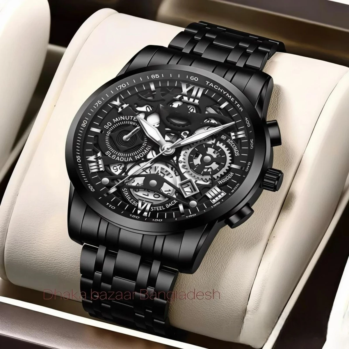 UNI44 পুরুষের জন্য নন মেকানিক্যাল ওয়াটার প্রুফ ঘড়ি NEW BLACK NEW2