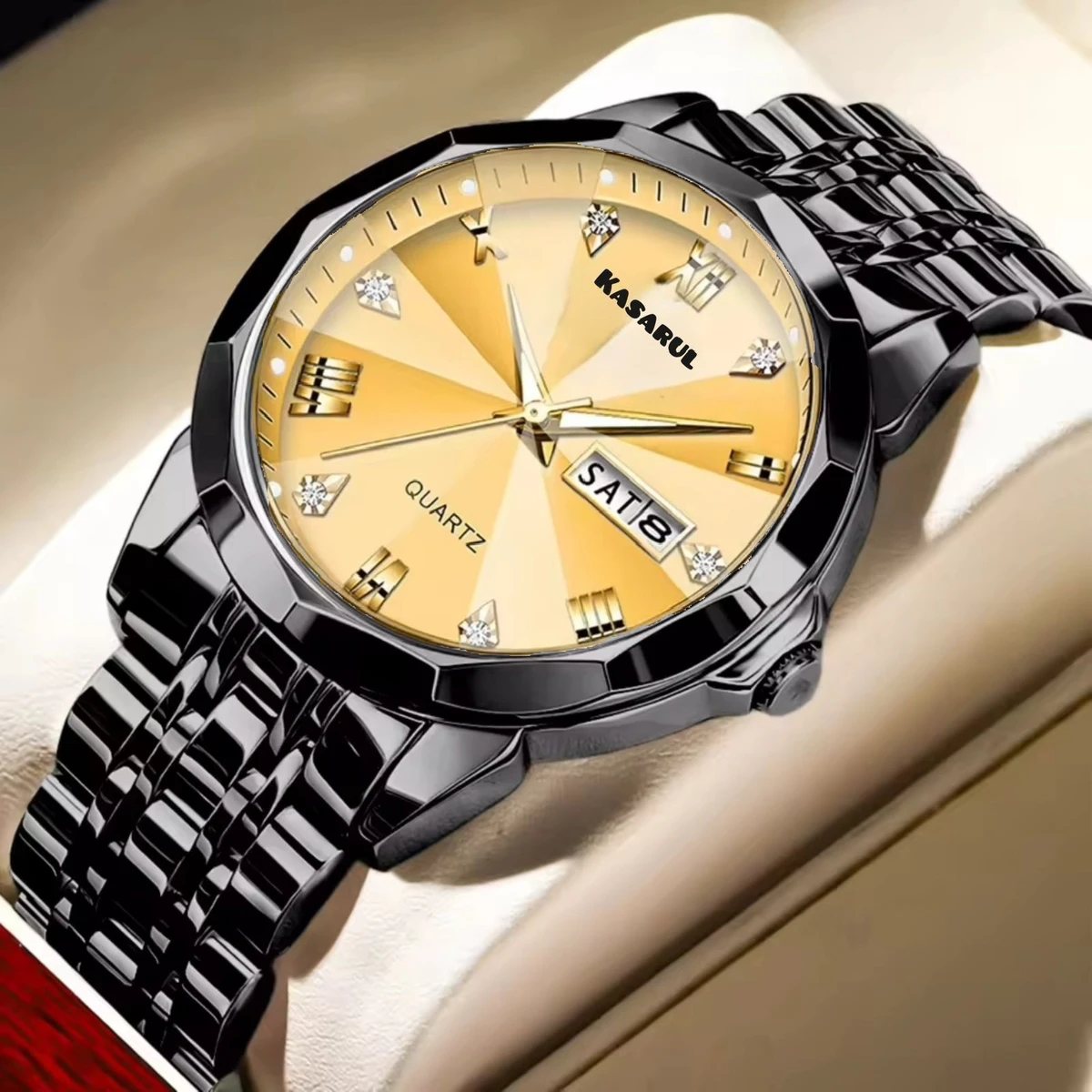 KAS MAN নতুন ডিজাইনের পুরুষদের জন্য ঘড়ি BLACK GOLDEN