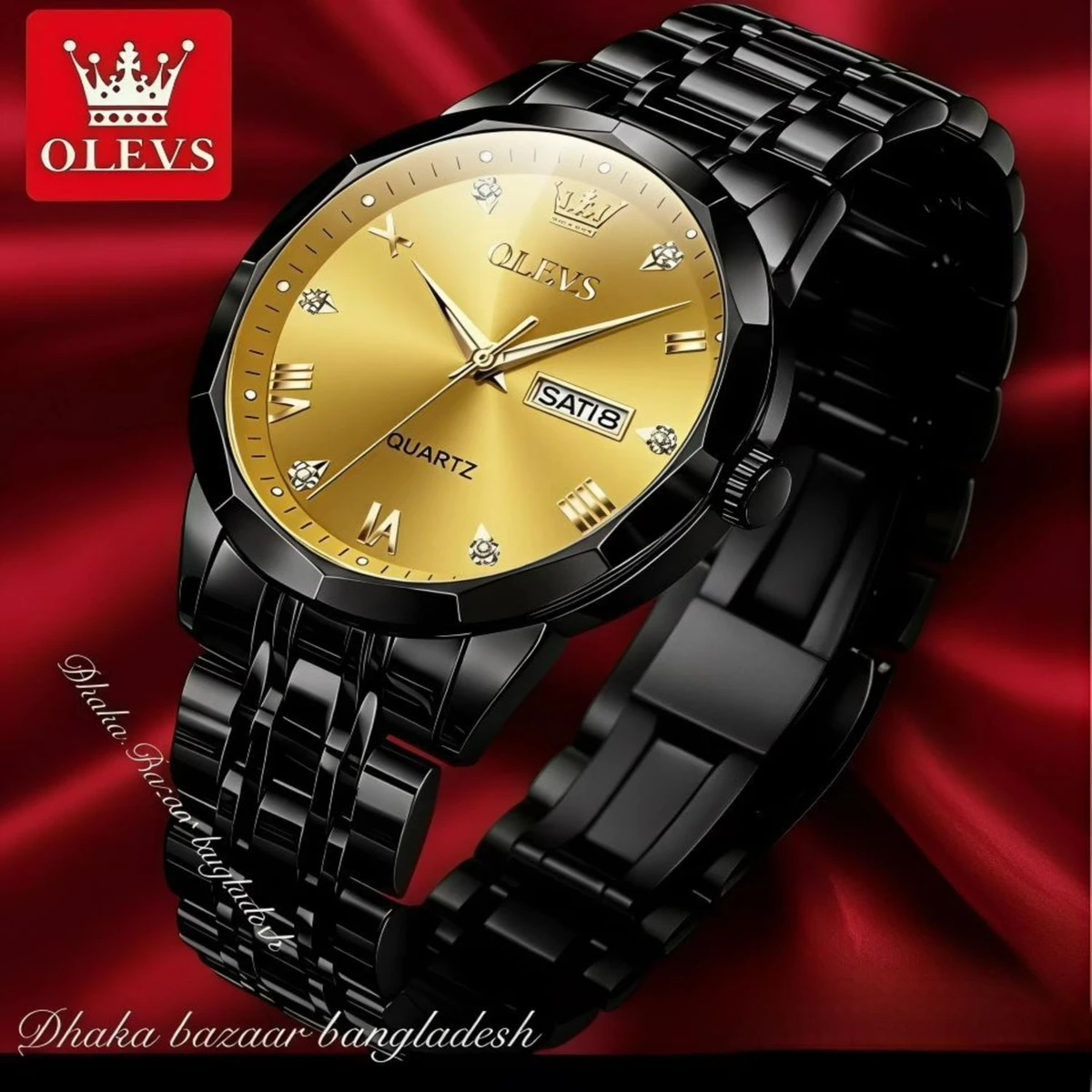 OliveZ নতুন ডিজাইনের পুরুষদের জন্য ঘড়ি BLACK GOLDEN