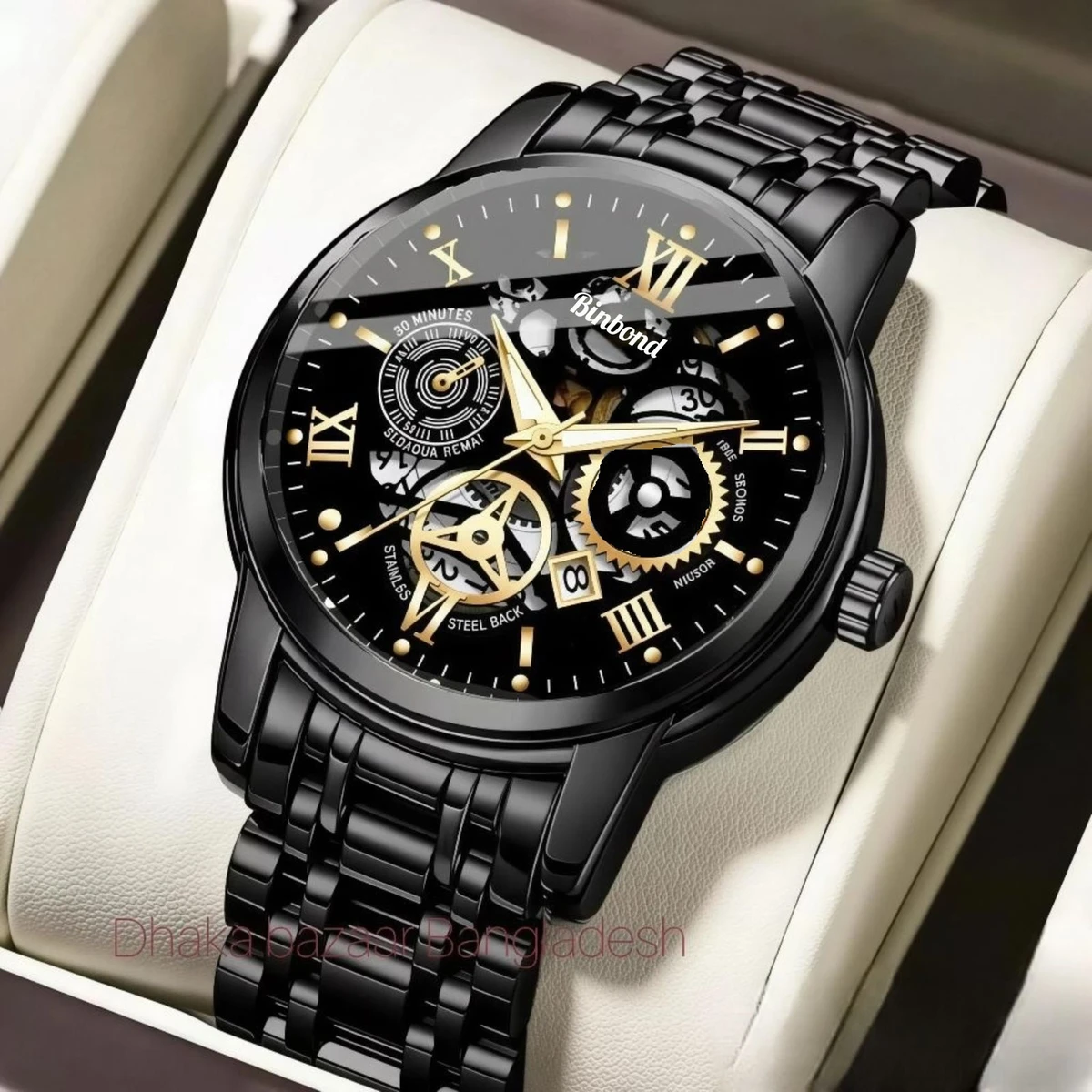 UNI44 পুরুষের জন্য নন মেকানিক্যাল ওয়াটার প্রুফ ঘড়ি NEW BLACK NEW