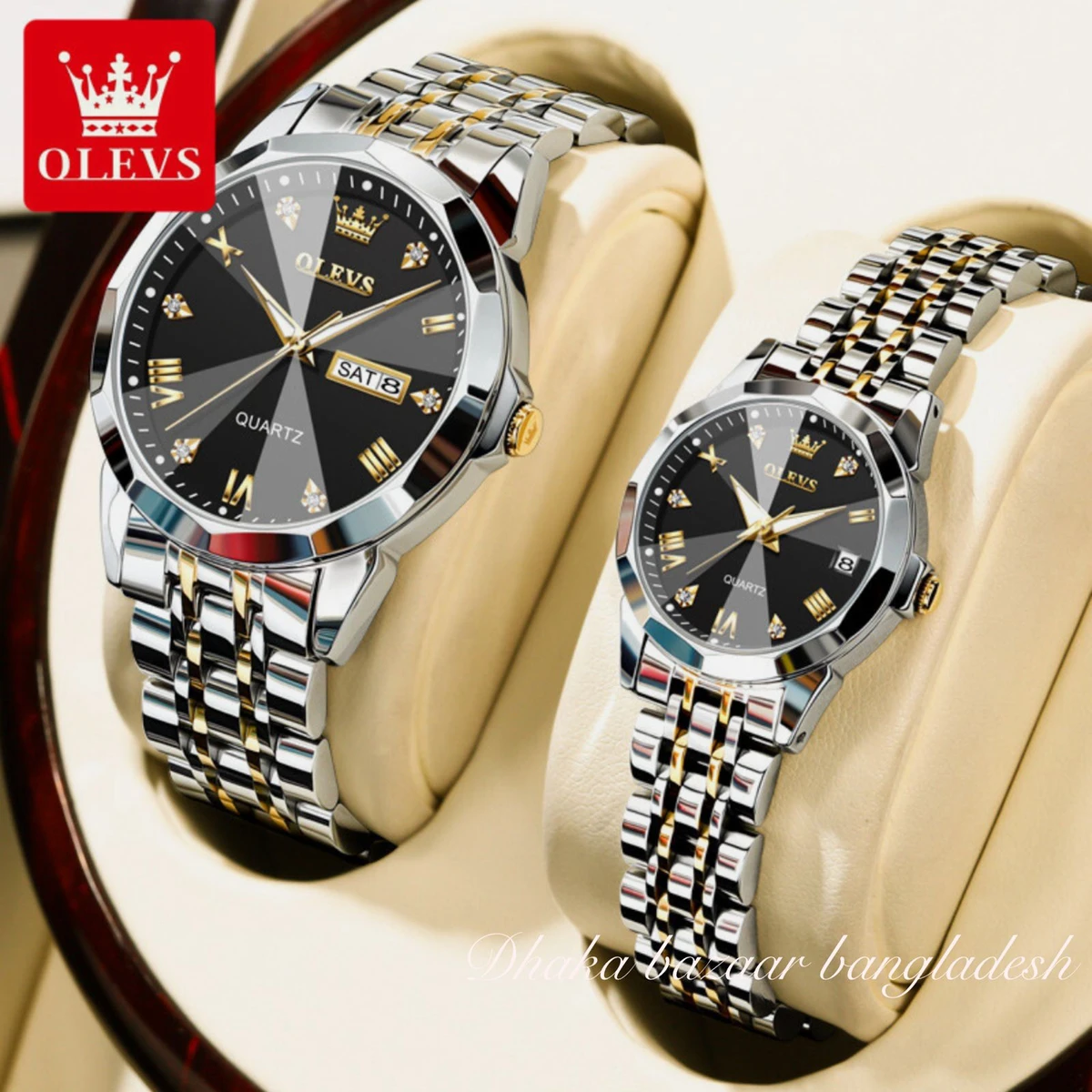 Couple OliveZ নতুন ডিজাইনের পুরুষদের জন্য ঘড়ি  SILVER GOLDEN BLACK