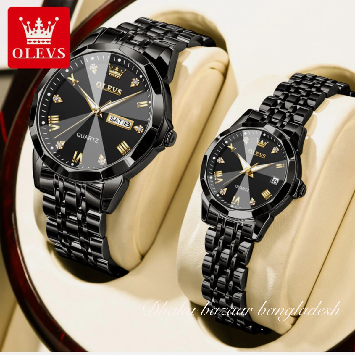 Couple OliveZ নতুন ডিজাইনের পুরুষদের জন্য ঘড়ি  BLACK