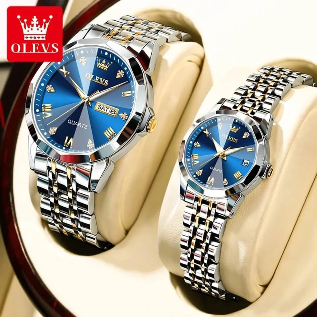 Couple OliveZ নতুন ডিজাইনের পুরুষদের জন্য ঘড়ি SILVER GOLDEN BLUE