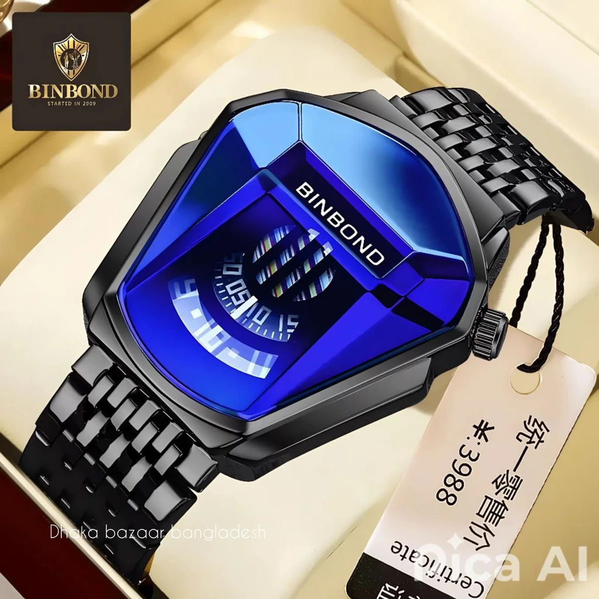 BINBOND SQUIRE নতুন ডিজাইনের পুরুষদের জন্য ঘড়ি BLACK