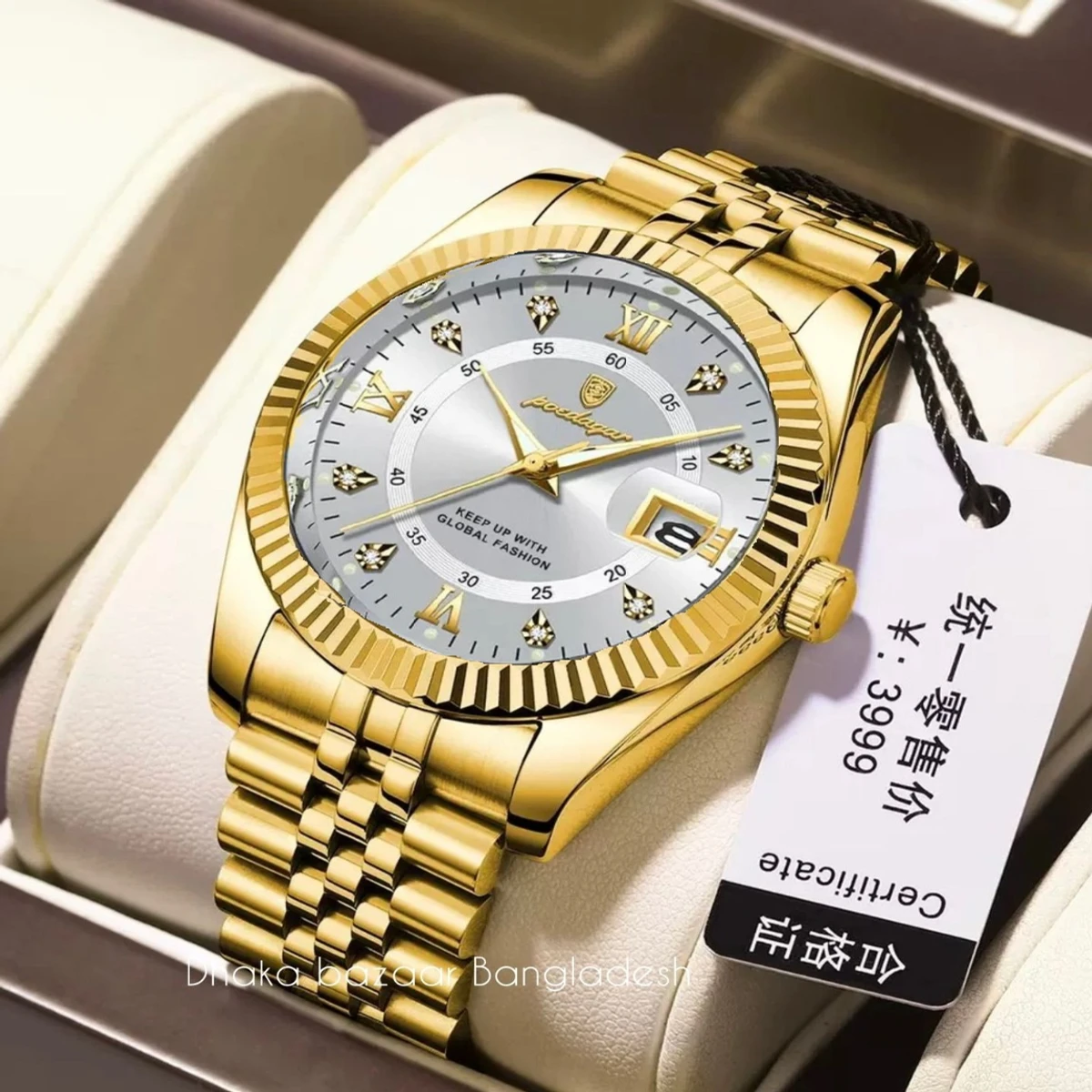 PEO 6161 নতুন ডিজাইনের পুরুষদের জন্য ঘড়ি GOLDEN WHITE