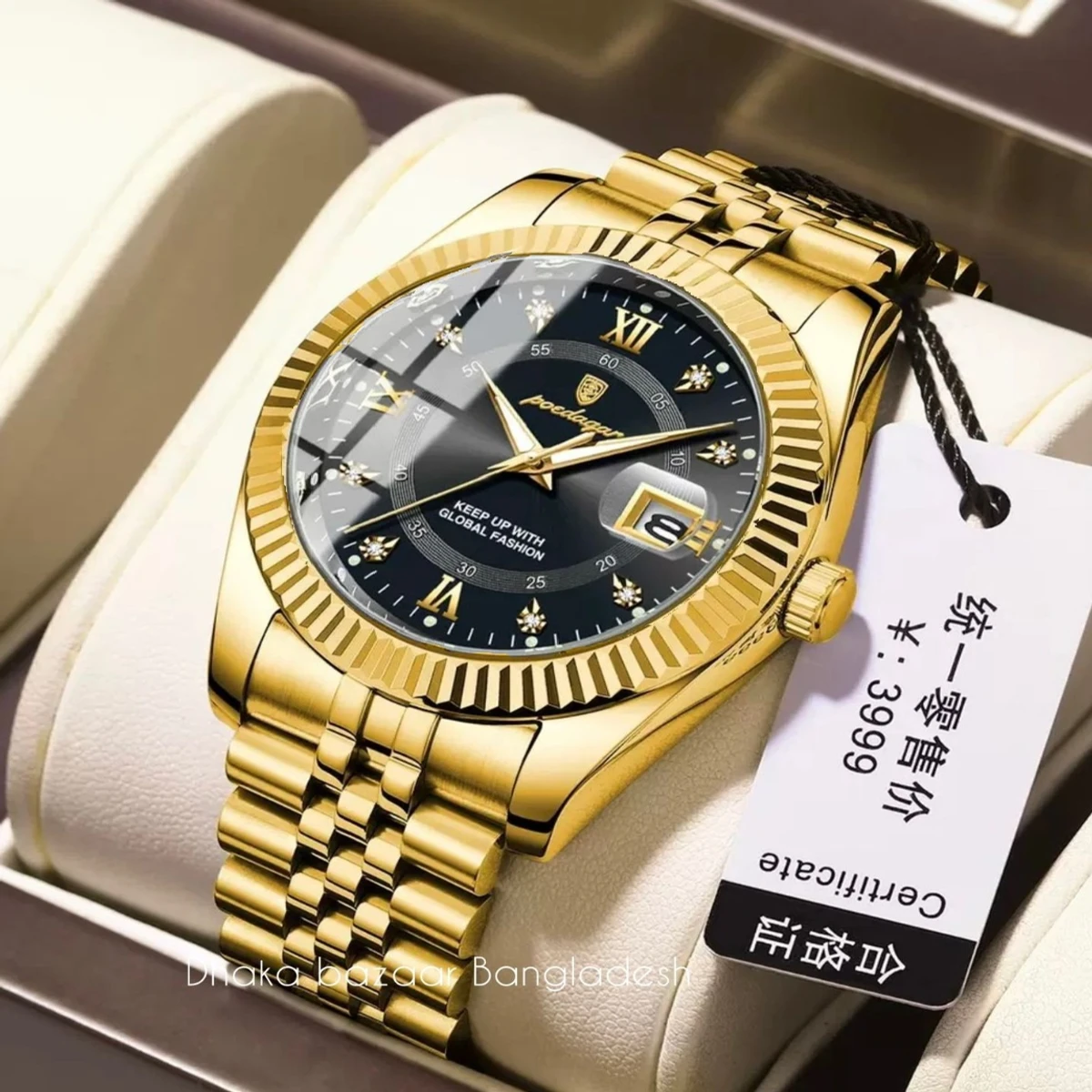 PEO 6161 নতুন ডিজাইনের পুরুষদের জন্য ঘড়ি GOLDEN BLACK