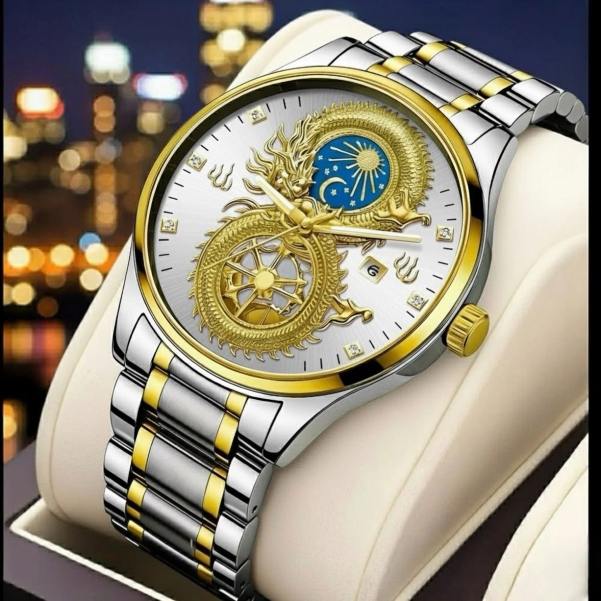 BIN S999 নন কর্ণগ্রাফ নতুন ডিজাইনের পুরুষদের জন্য ঘড়ি SILVER GOLDEN WHITE