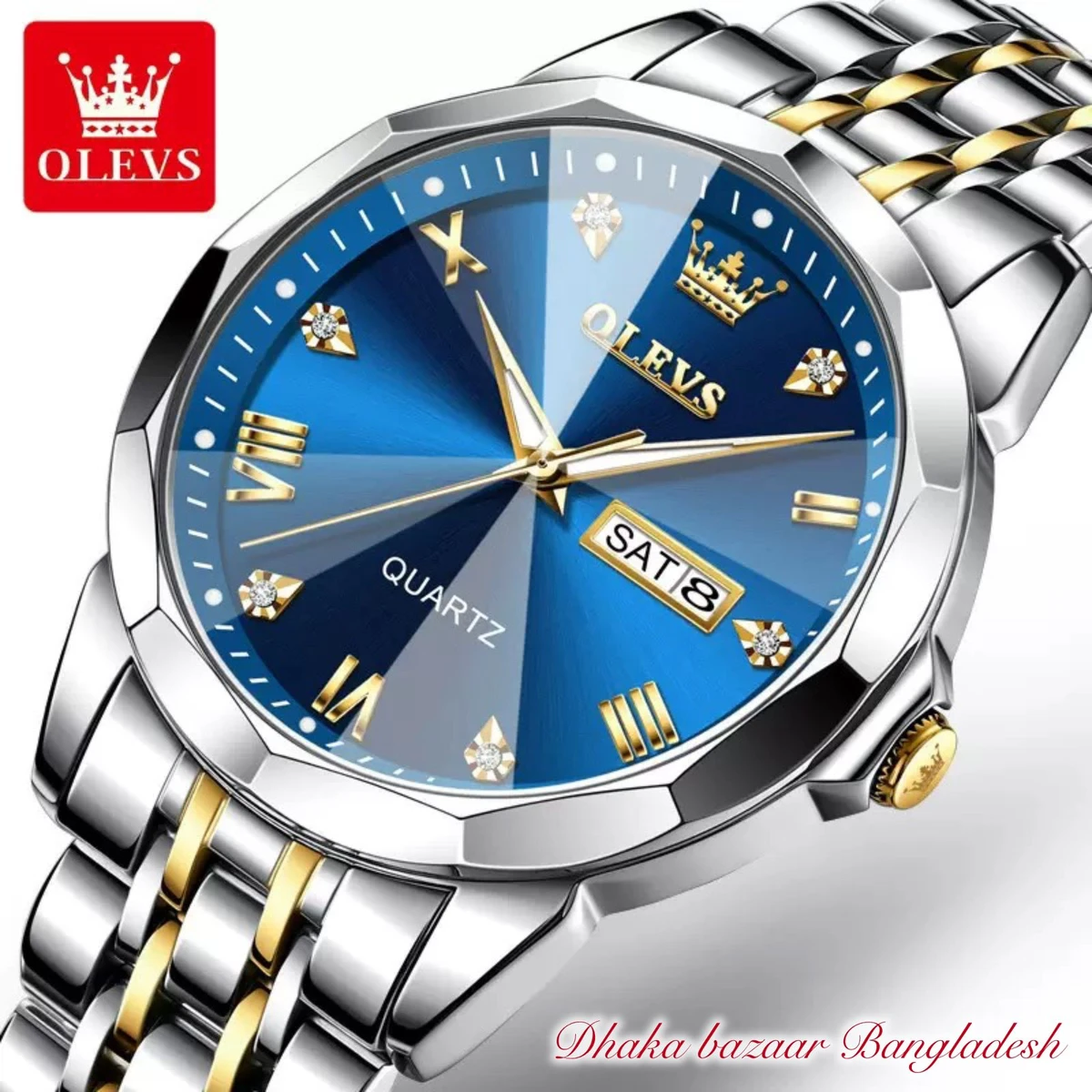OliveZ নতুন ডিজাইনের পুরুষদের জন্য ঘড়ি BSILVER GOLDEN BLUE NEW