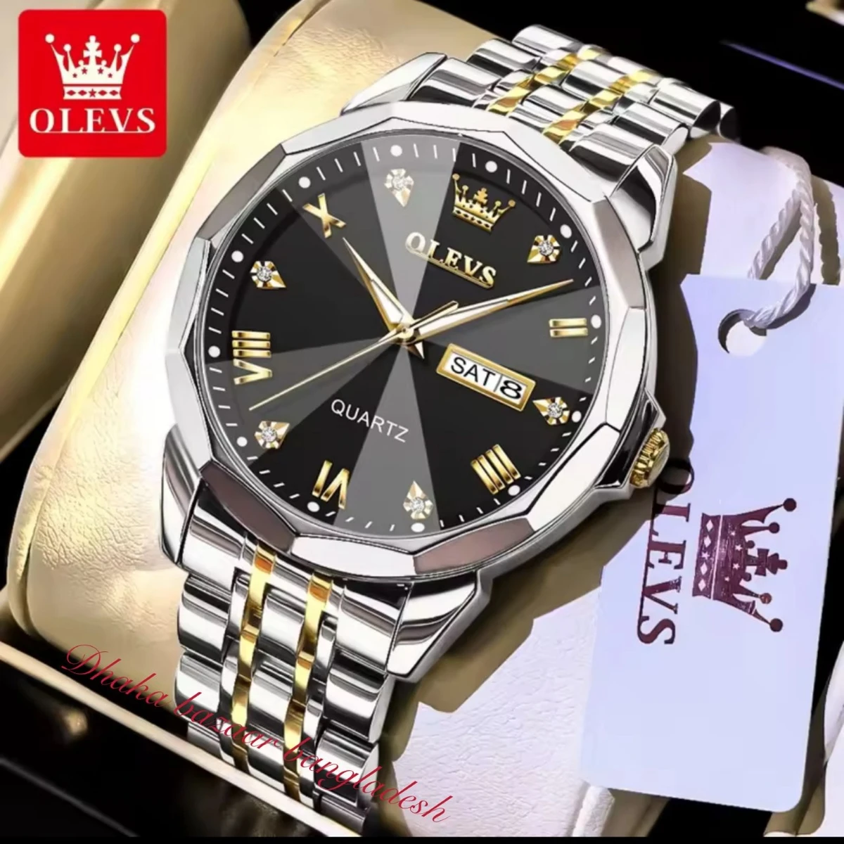 OliveZ নতুন ডিজাইনের পুরুষদের জন্য ঘড়ি BSILVER GOLDEN BLACK