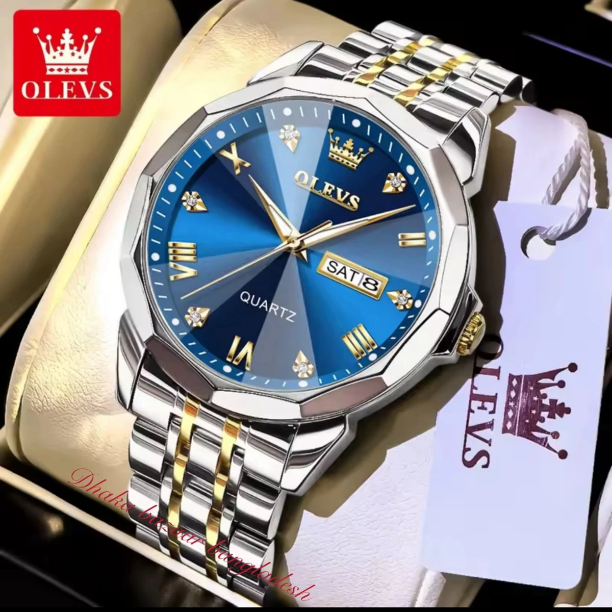 OliveZ নতুন ডিজাইনের পুরুষদের জন্য ঘড়ি BSILVER GOLDEN BLUE