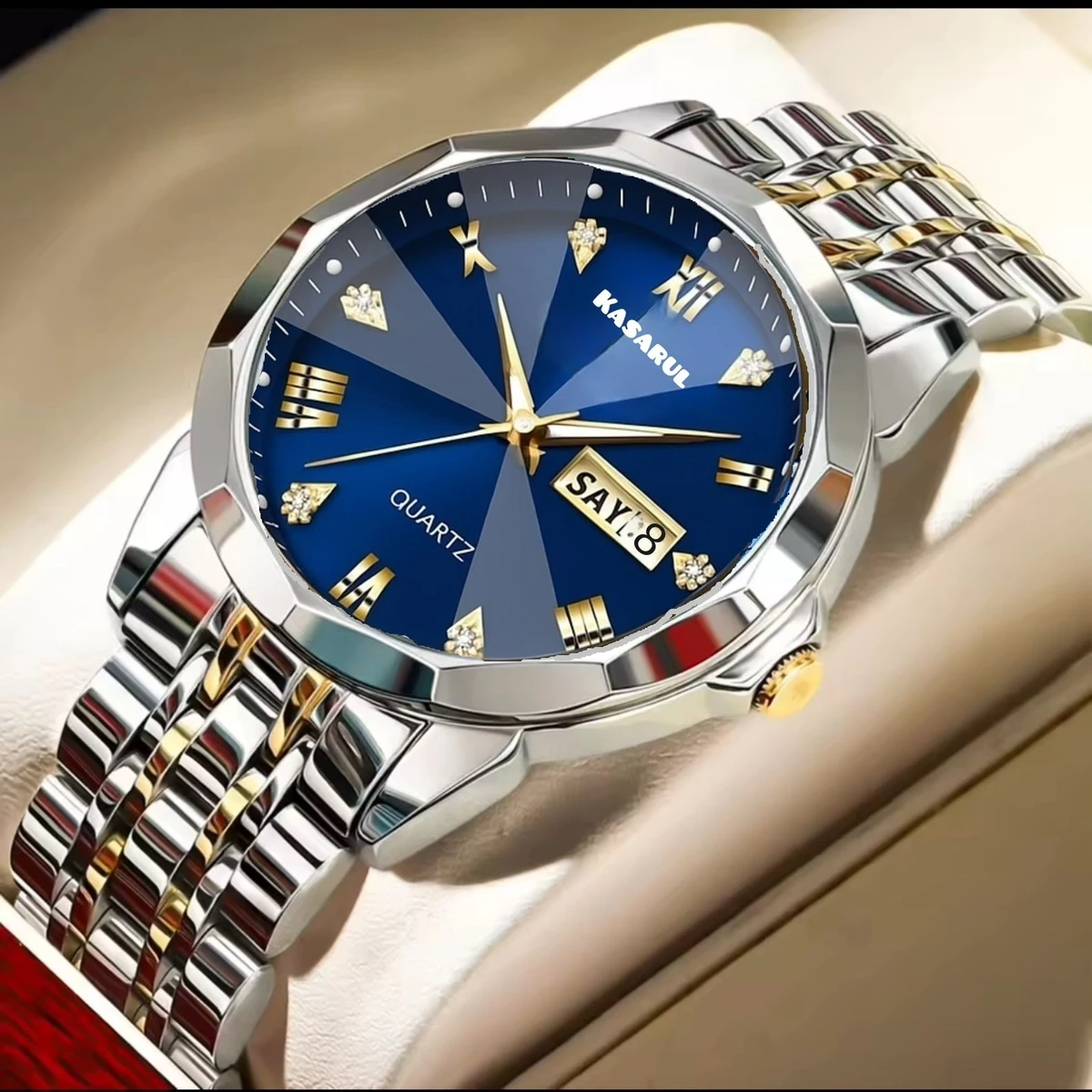 KAS MAN নতুন ডিজাইনের পুরুষদের জন্য ঘড়ি SILVER GOLDEN BLUE