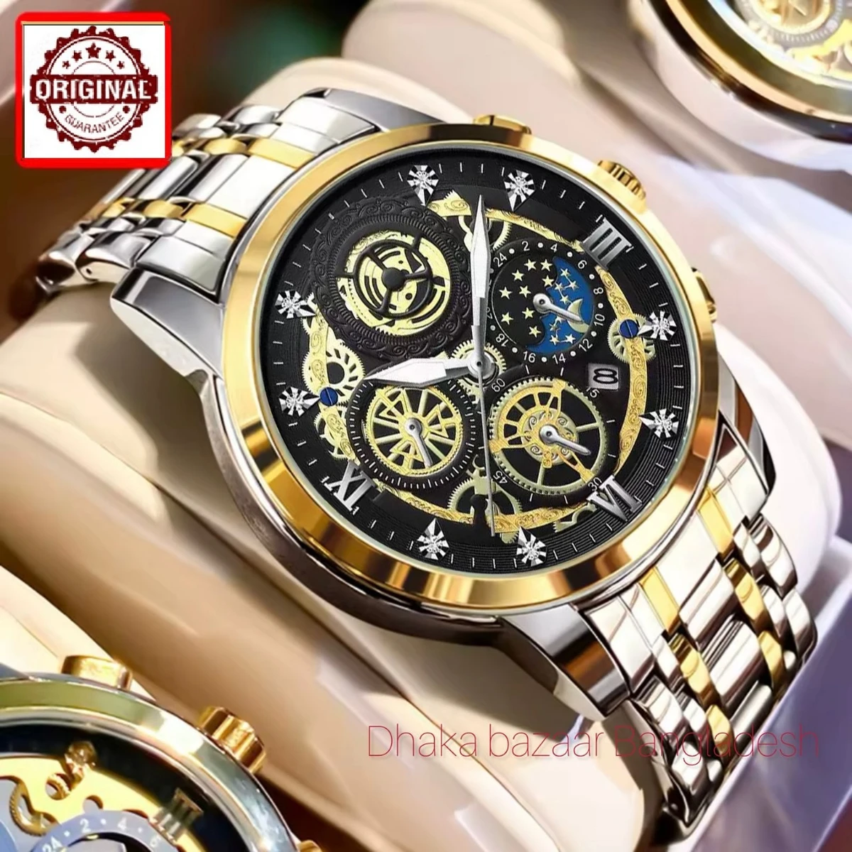 4010 BIN পুরুষের জন্য নন মেকানিক্যাল ওয়াটার প্রুফ ঘড়ি SILVER GOLDEN BLACK