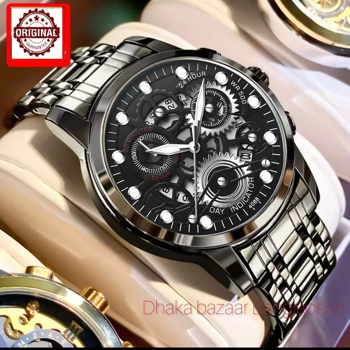 BIN 4088 পুরুষের জন্য নন মেকানিক্যাল ওয়াটার প্রুফ ঘড়ি FULL BLACK