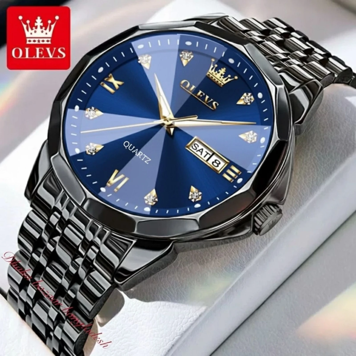 OliveZ নতুন ডিজাইনের পুরুষদের জন্য ঘড়ি BLACK BLUE