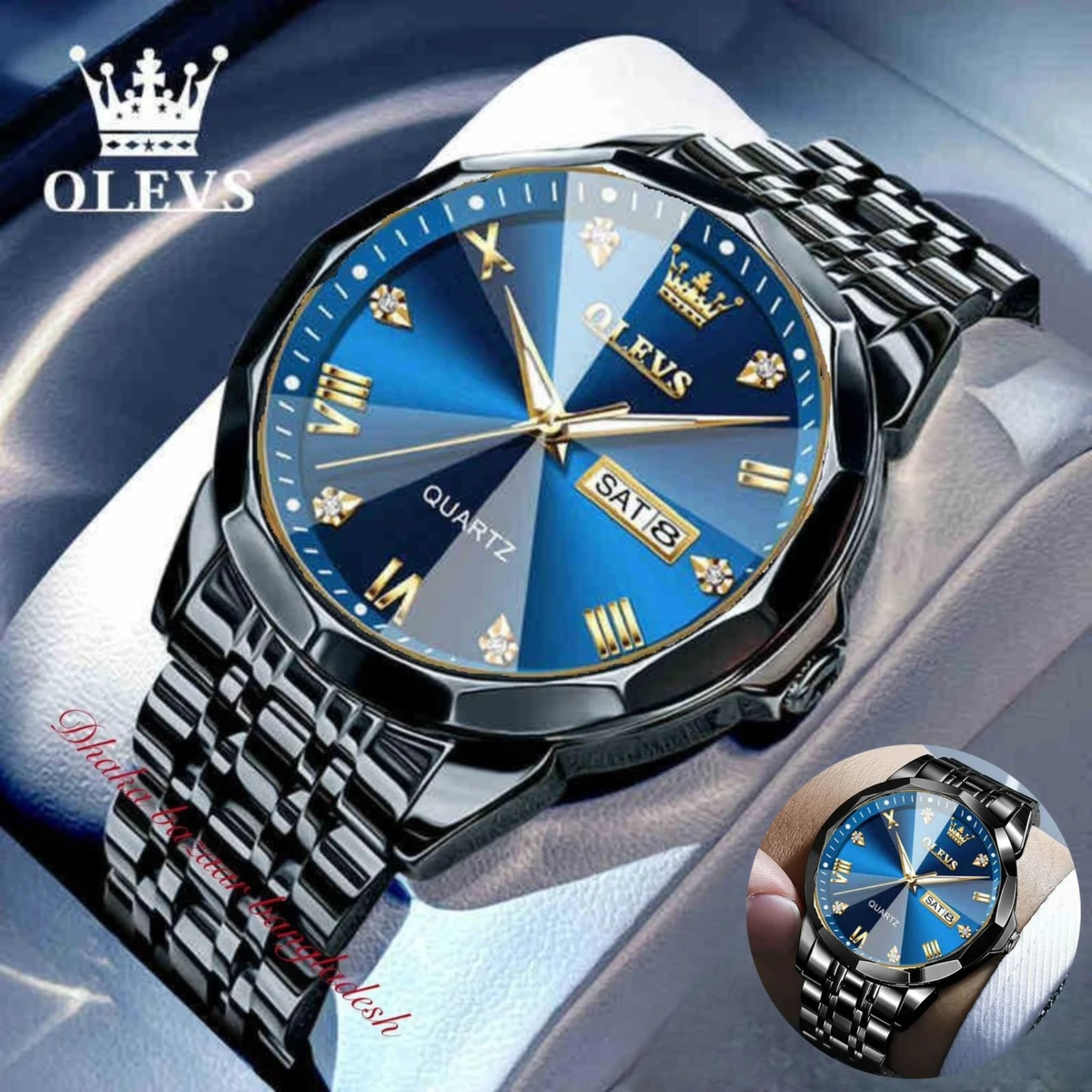 OliveZ নতুন ডিজাইনের পুরুষদের জন্য ঘড়ি BLACK BLUE