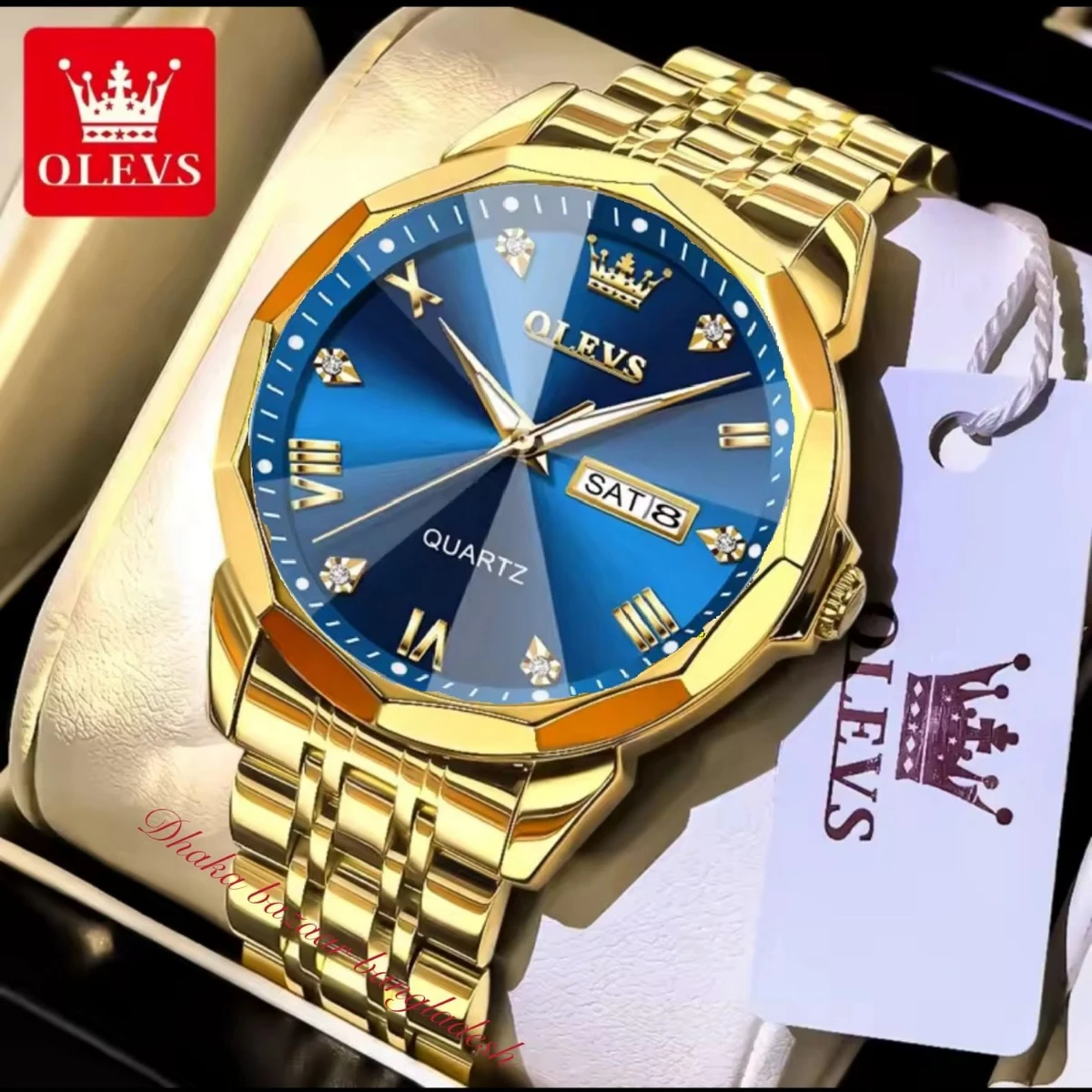 OliveZ নতুন ডিজাইনের পুরুষদের জন্য ঘড়ি GOLDEN BLUE