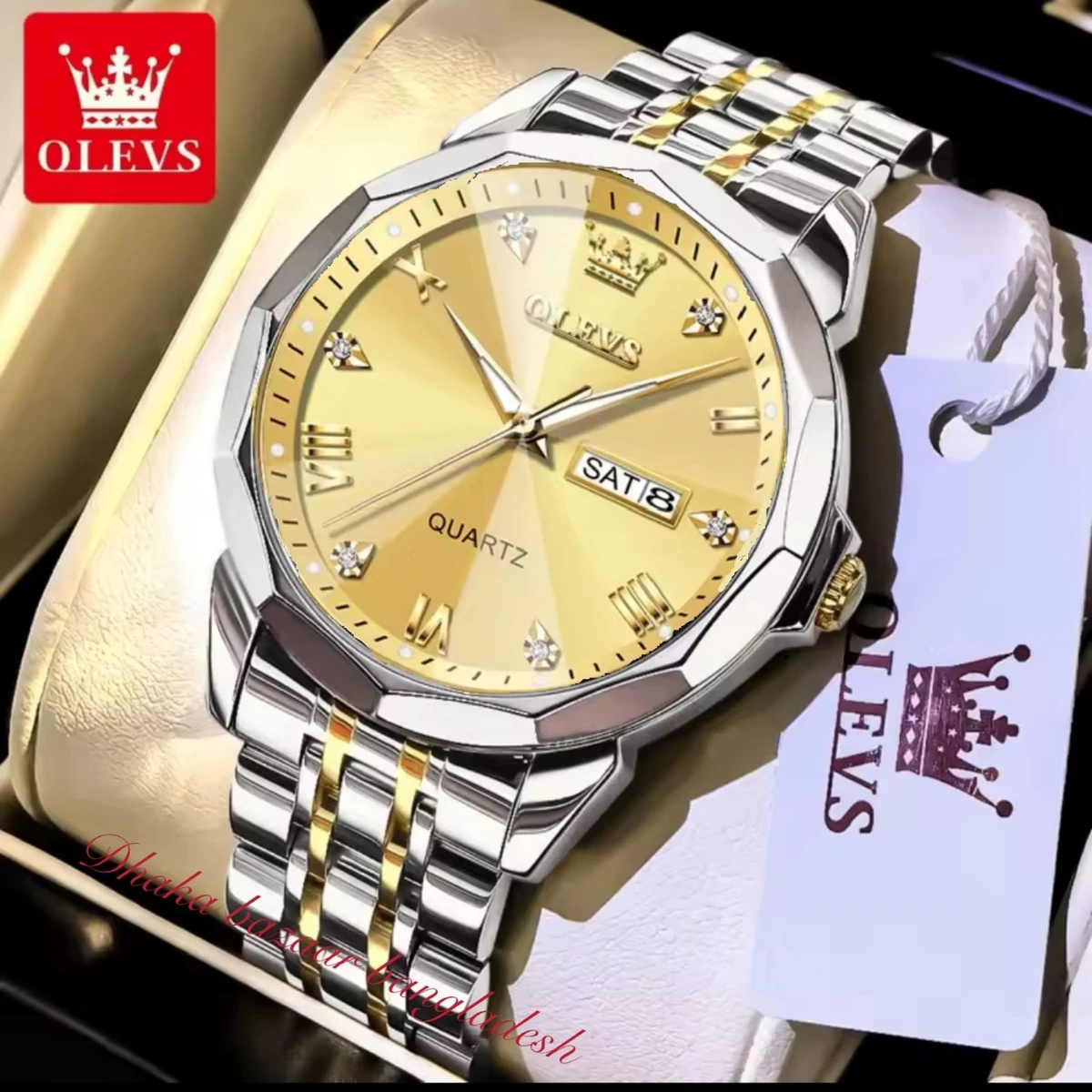 OliveZ নতুন ডিজাইনের পুরুষদের জন্য ঘড়ি BSILVER GOLDEN GOLDEN