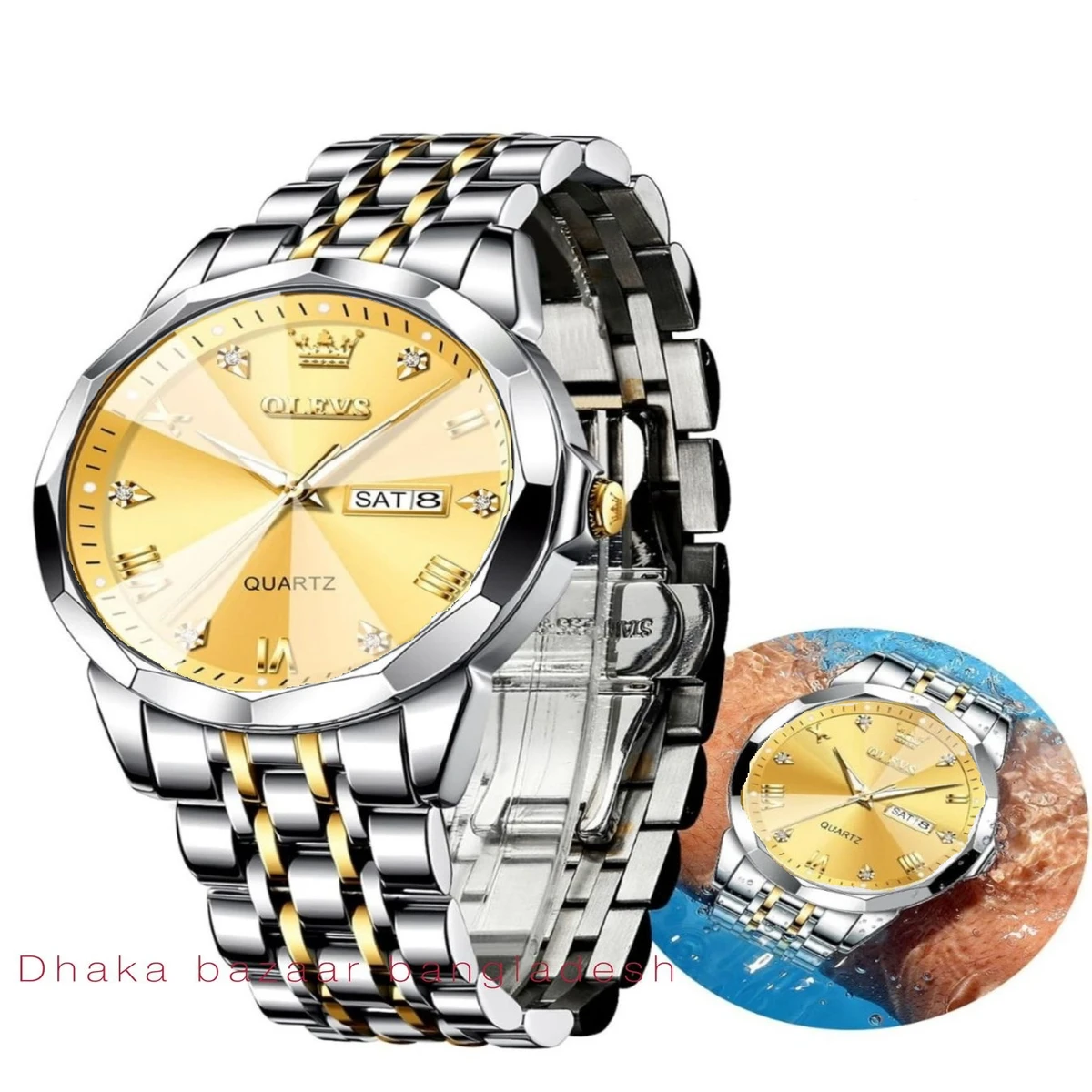 OliveZ নতুন ডিজাইনের পুরুষদের জন্য ঘড়ি BSILVER GOLDEN GOLDEN