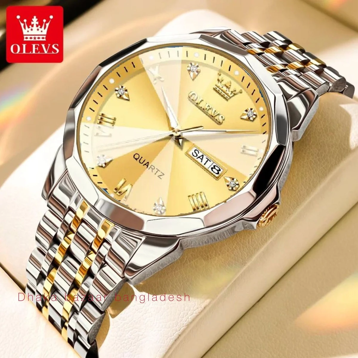 OliveZ নতুন ডিজাইনের পুরুষদের জন্য ঘড়ি BSILVER GOLDEN GOLDEN