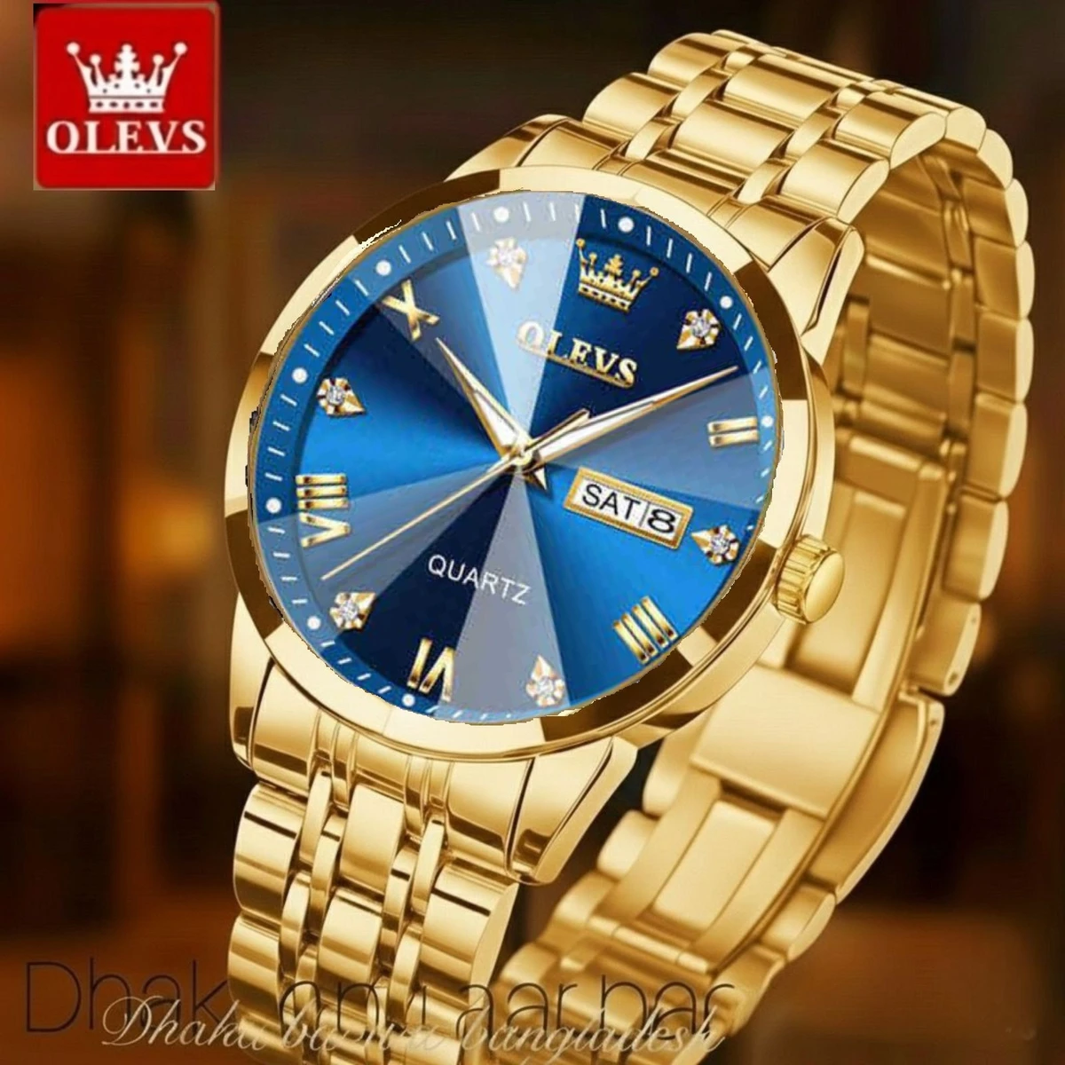 OliveZ নতুন ডিজাইনের পুরুষদের জন্য ঘড়ি GOLDEN BLUE