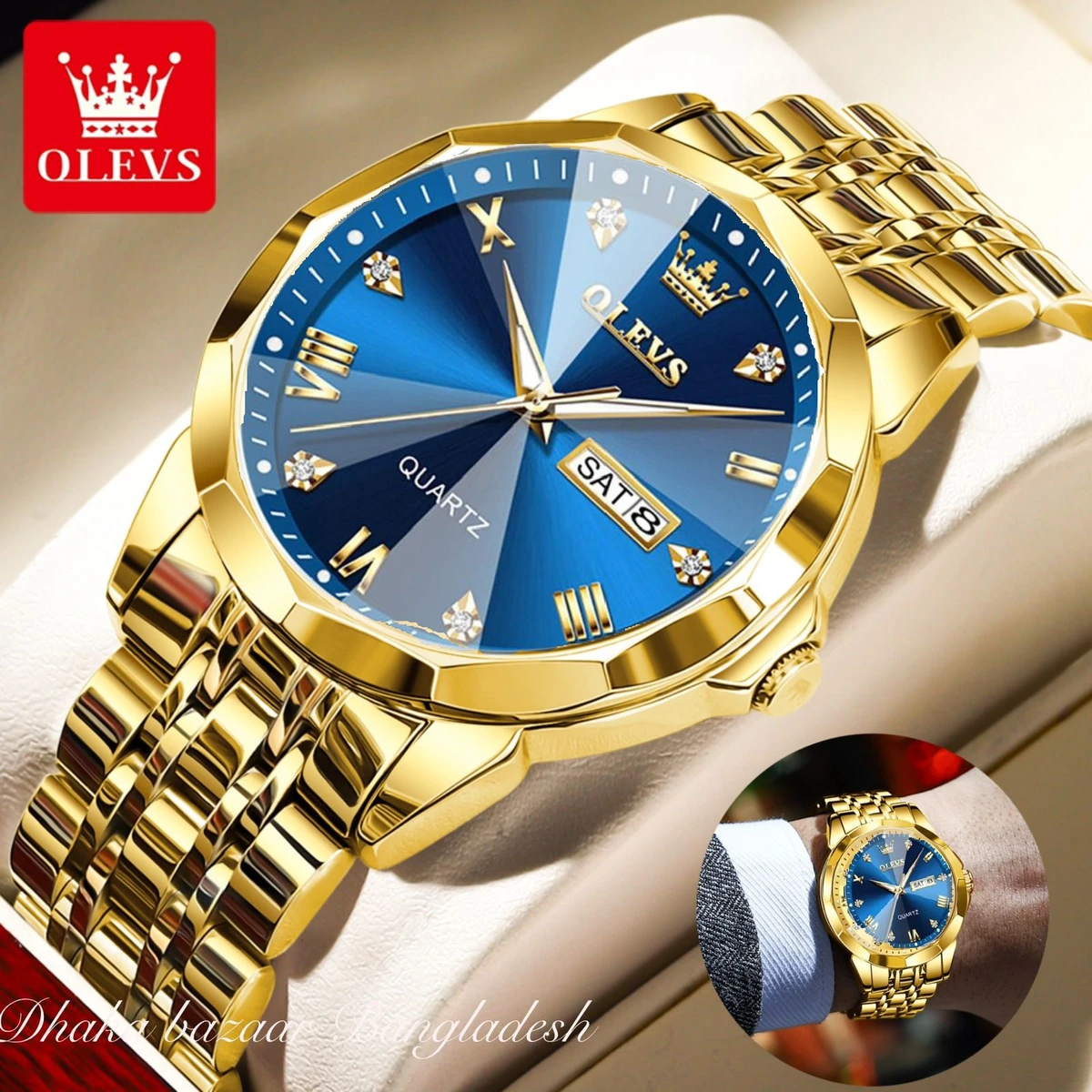 OLIVESZ নতুন ডিজাইনের পুরুষদের জন্য ঘড়ি GOLDEN BLUE