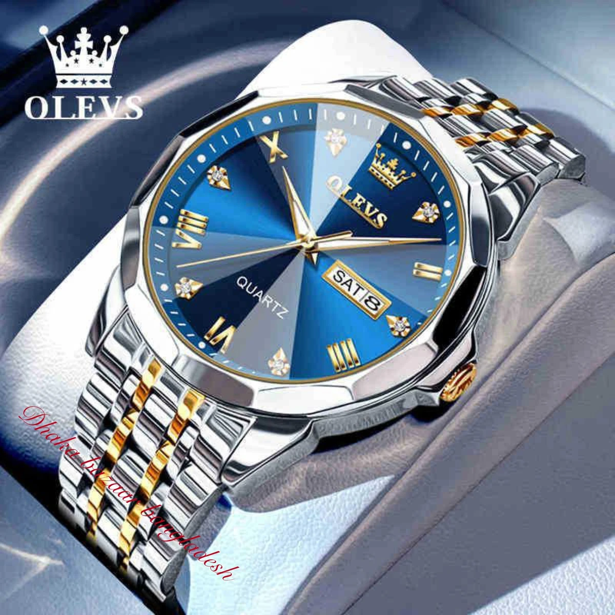 OliveZ নতুন ডিজাইনের পুরুষদের জন্য ঘড়ি BSILVER GOLDEN BLUE