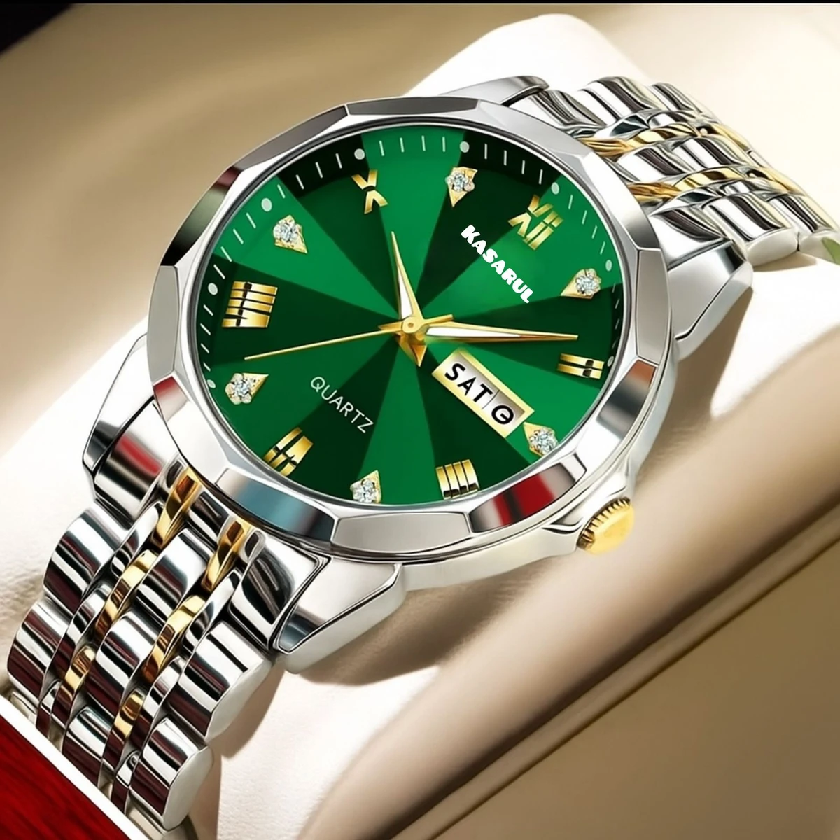 KAS MAN নতুন ডিজাইনের পুরুষদের জন্য ঘড়ি SILVER GOLDEN GREEN
