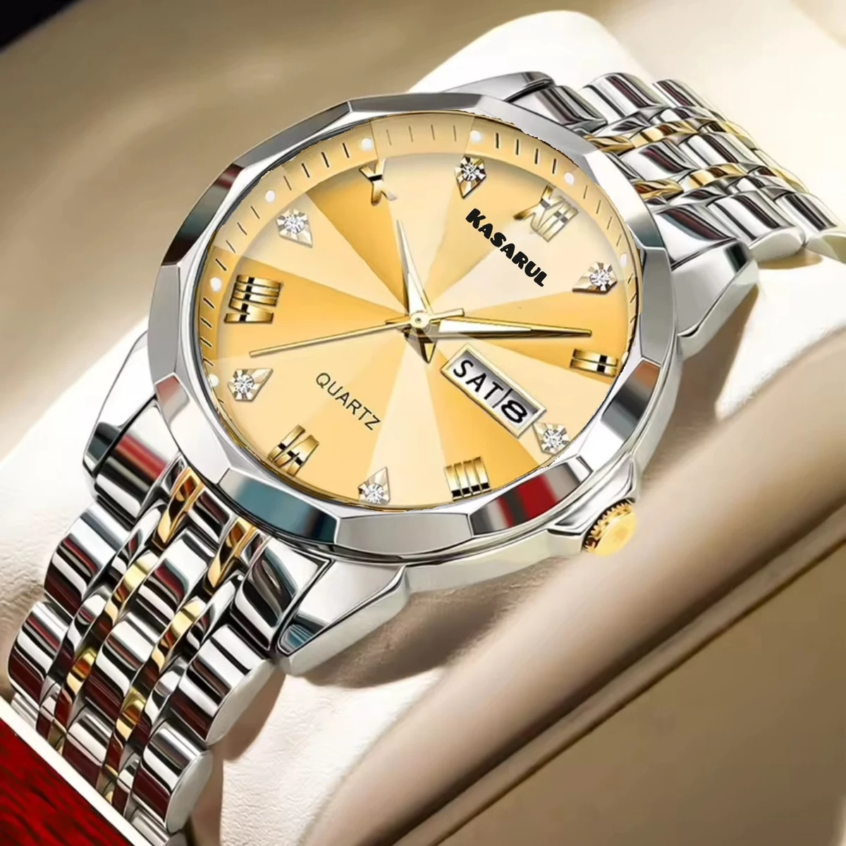 KAS MAN নতুন ডিজাইনের পুরুষদের জন্য ঘড়ি SILVER GOLDEN GOLDEN