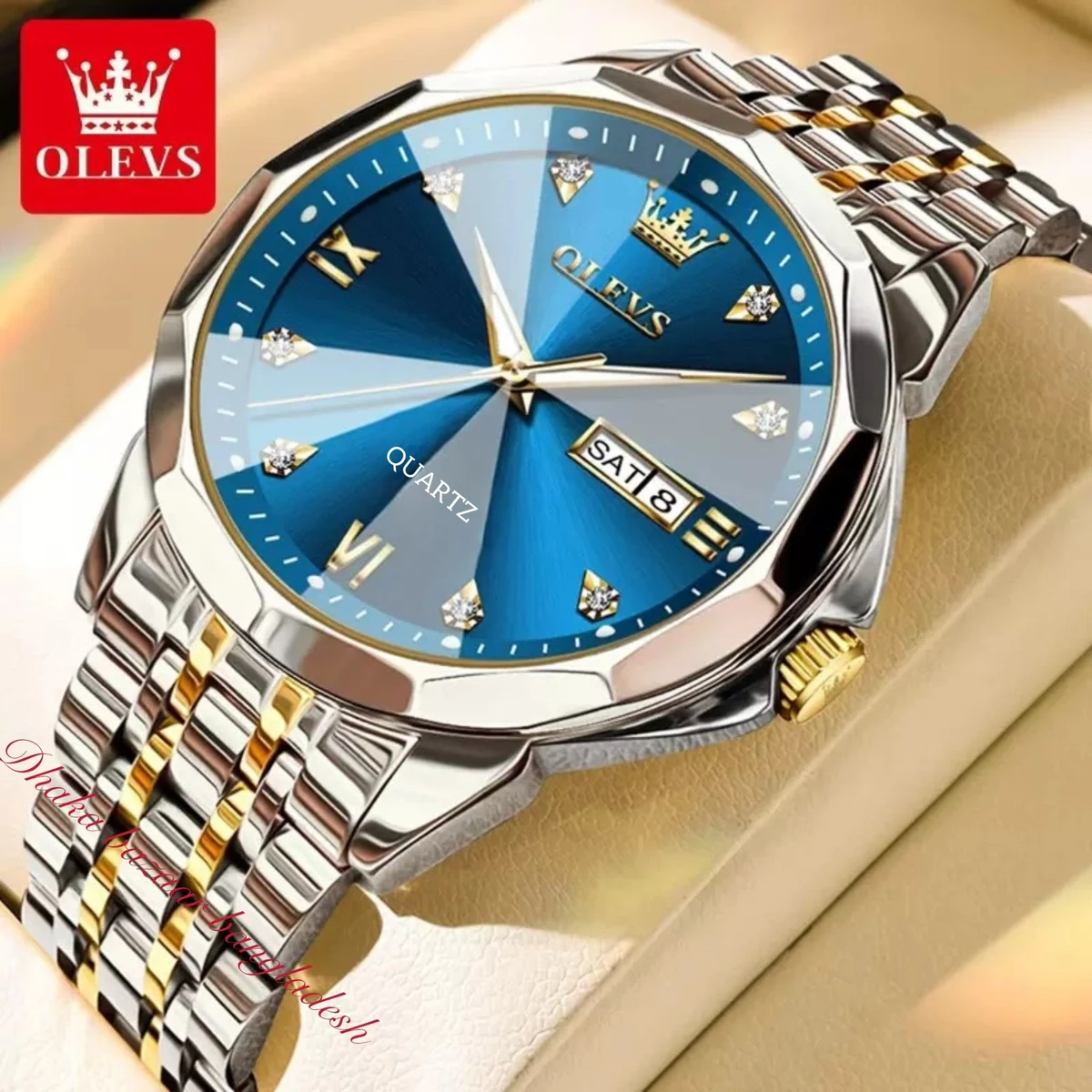 OliveZ নতুন ডিজাইনের পুরুষদের জন্য ঘড়ি BSILVER GOLDEN BLUE