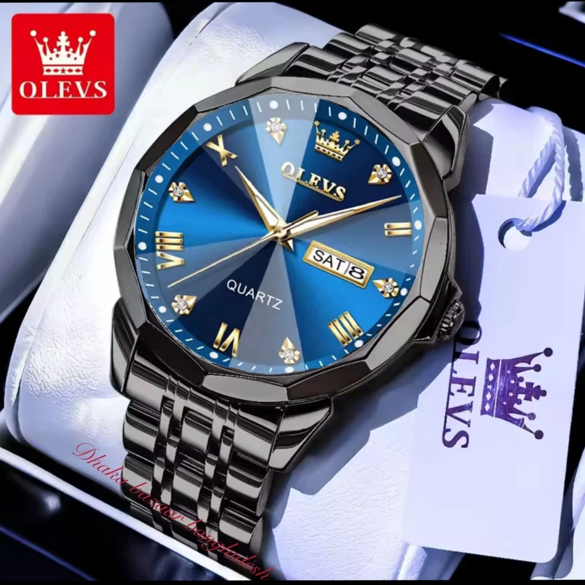 OliveZ নতুন ডিজাইনের পুরুষদের জন্য ঘড়ি BLACK BLUE