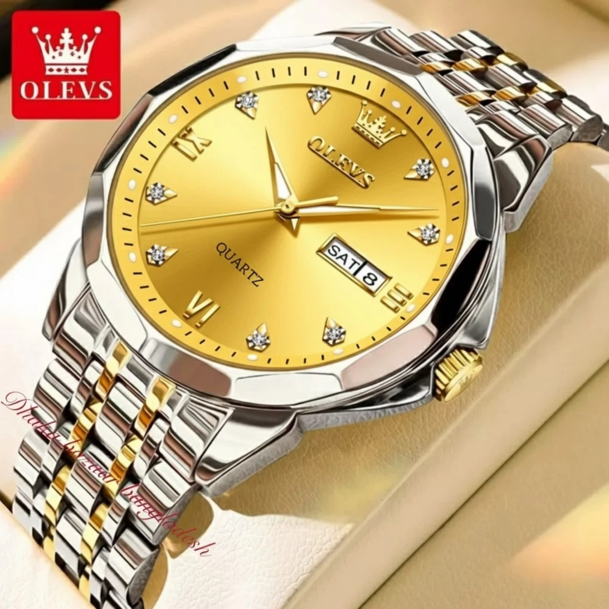 OliveZ নতুন ডিজাইনের পুরুষদের জন্য ঘড়ি BSILVER GOLDEN GOLDEN