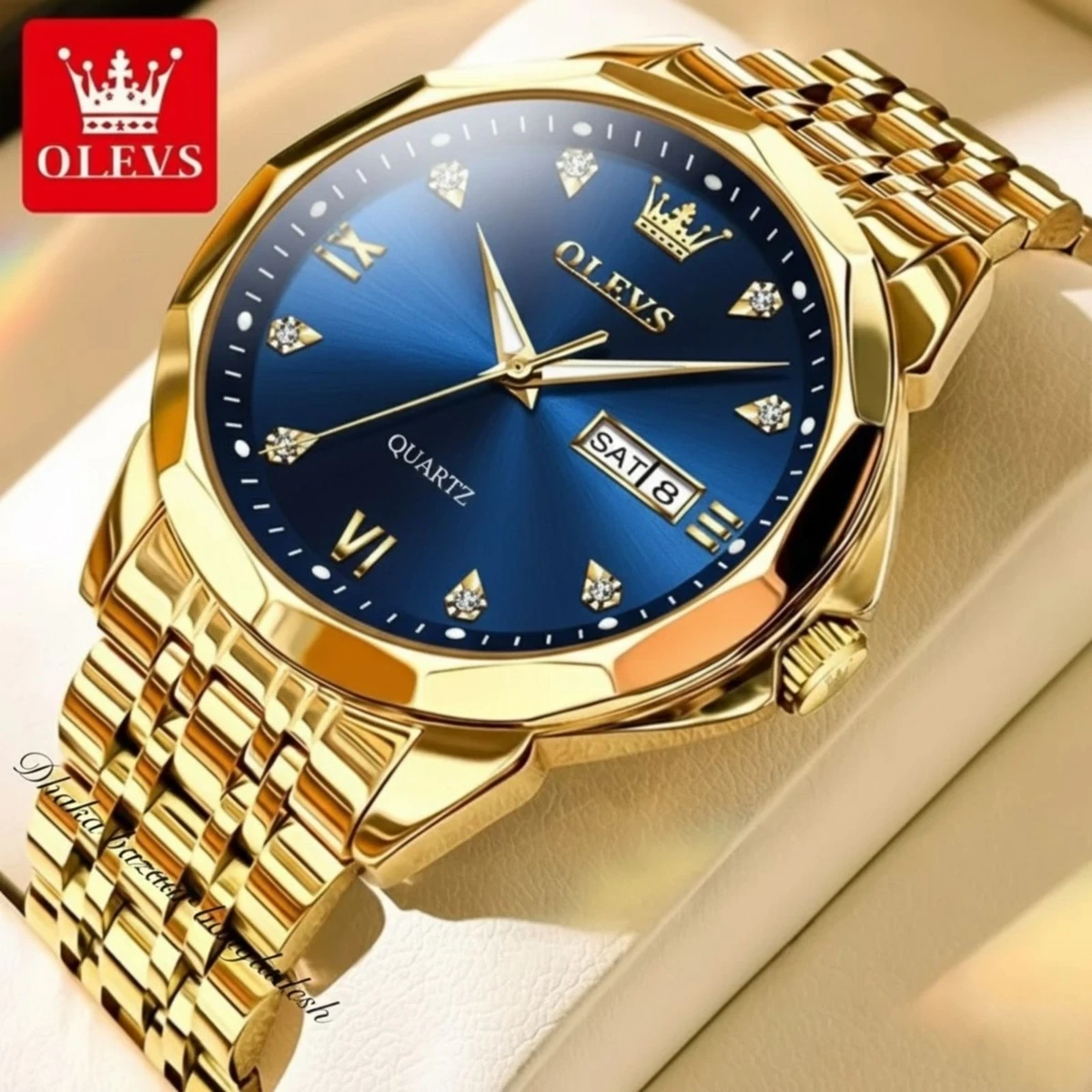 OliveZ নতুন ডিজাইনের পুরুষদের জন্য ঘড়ি GOLDEN BLUE