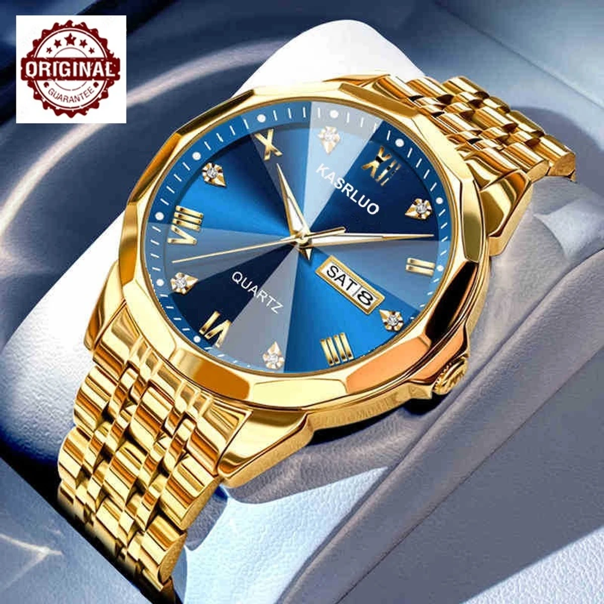 KAS MAN নতুন ডিজাইনের পুরুষদের জন্য ঘড়ি GOLDEN BLUE