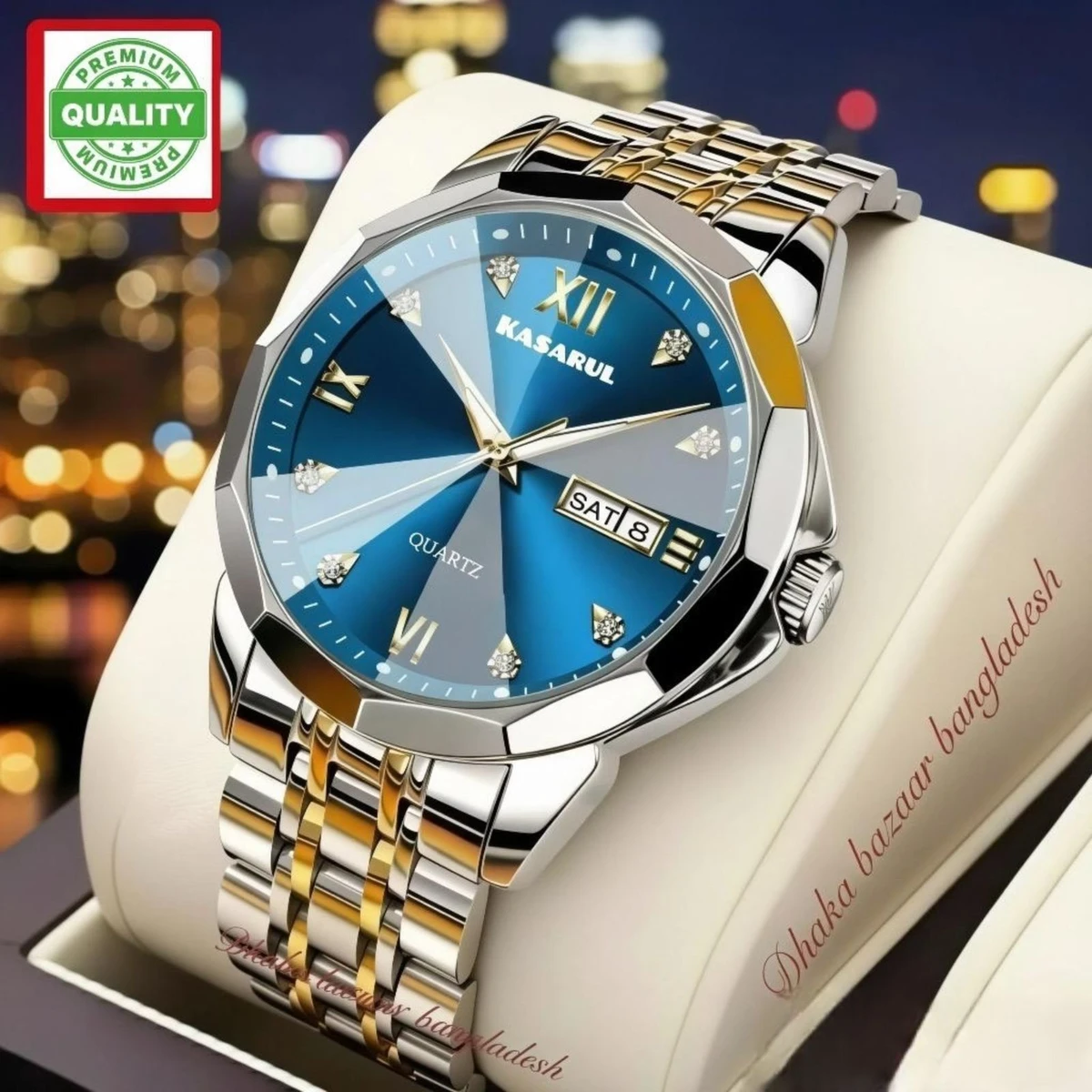 KAS MAN নতুন ডিজাইনের পুরুষদের জন্য ঘড়ি SILVER GOLDEN BLUE