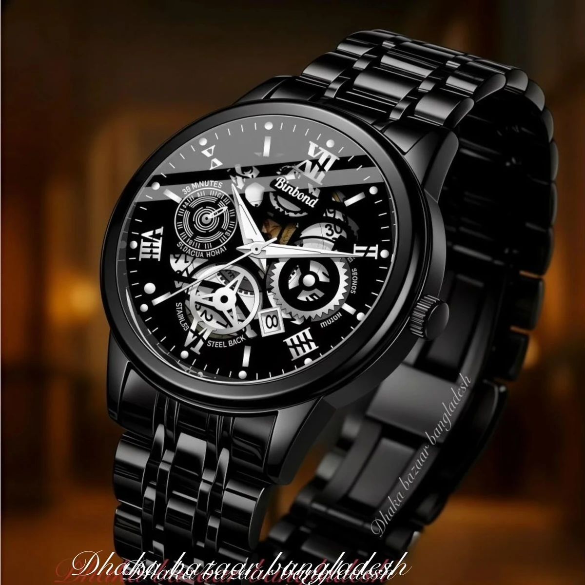 পুরুষের জন্য 022 নন মেকানিক্যাল ওয়াটার প্রুফ ঘড়ি BLACK