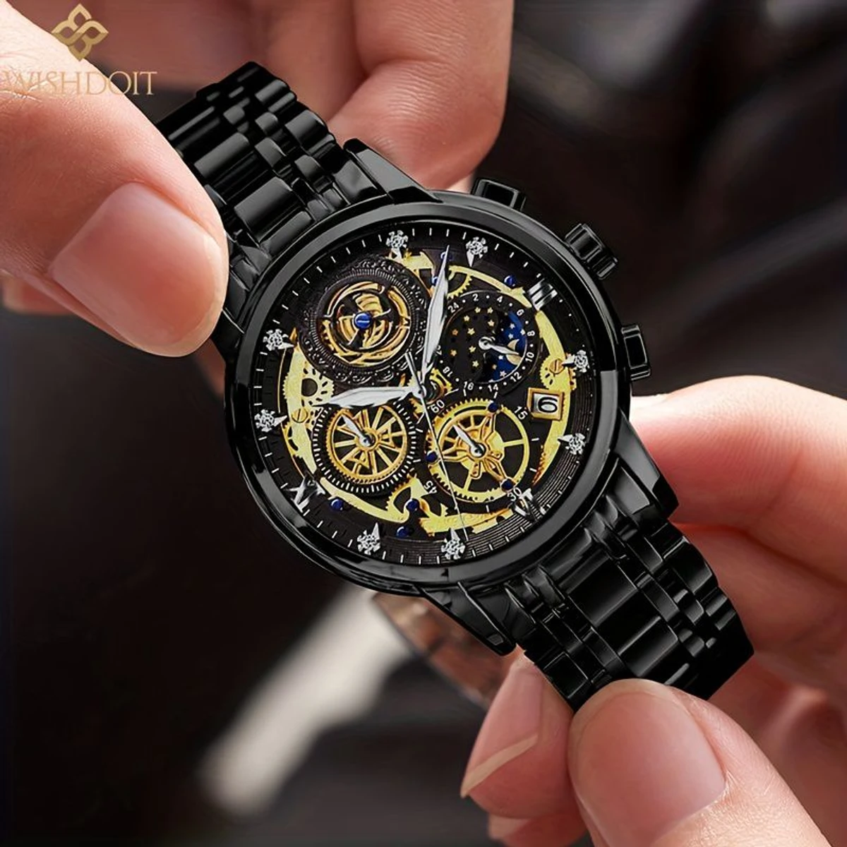 3352 OliveZ নতুন ডিজাইনের পুরুষদের জন্য ঘড়ি FULL BLACK