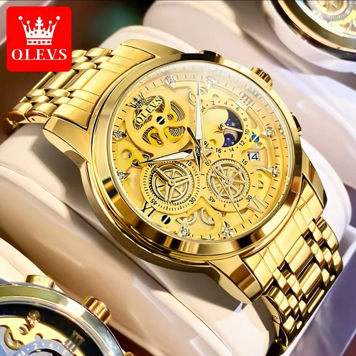 3352 OliveZ নতুন ডিজাইনের পুরুষদের জন্য ঘড়ি FULL GOLDEN