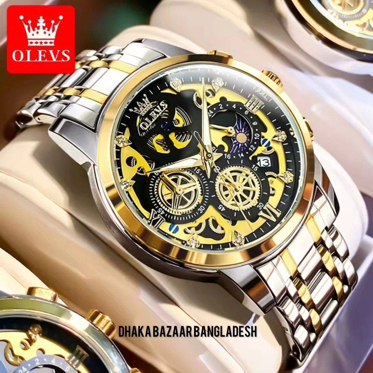 3352 OliveZ নতুন ডিজাইনের পুরুষদের জন্য ঘড়ি SILVER GOLDEN BLACK