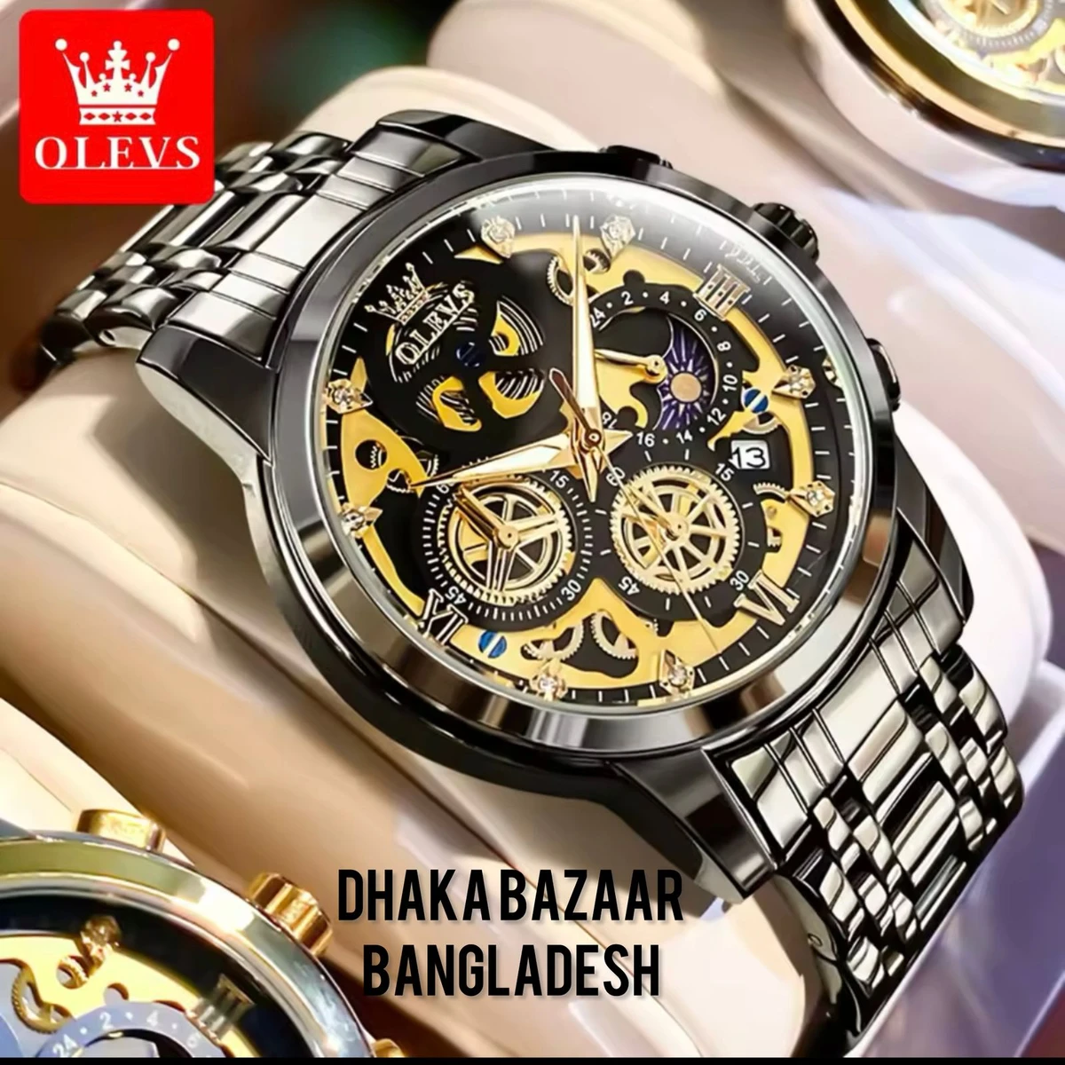 3352 OliveZ নতুন ডিজাইনের পুরুষদের জন্য ঘড়ি FULL BLACK