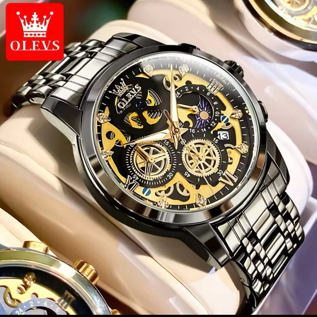 3352 OliveZ নতুন ডিজাইনের পুরুষদের জন্য ঘড়ি FULL BLACK